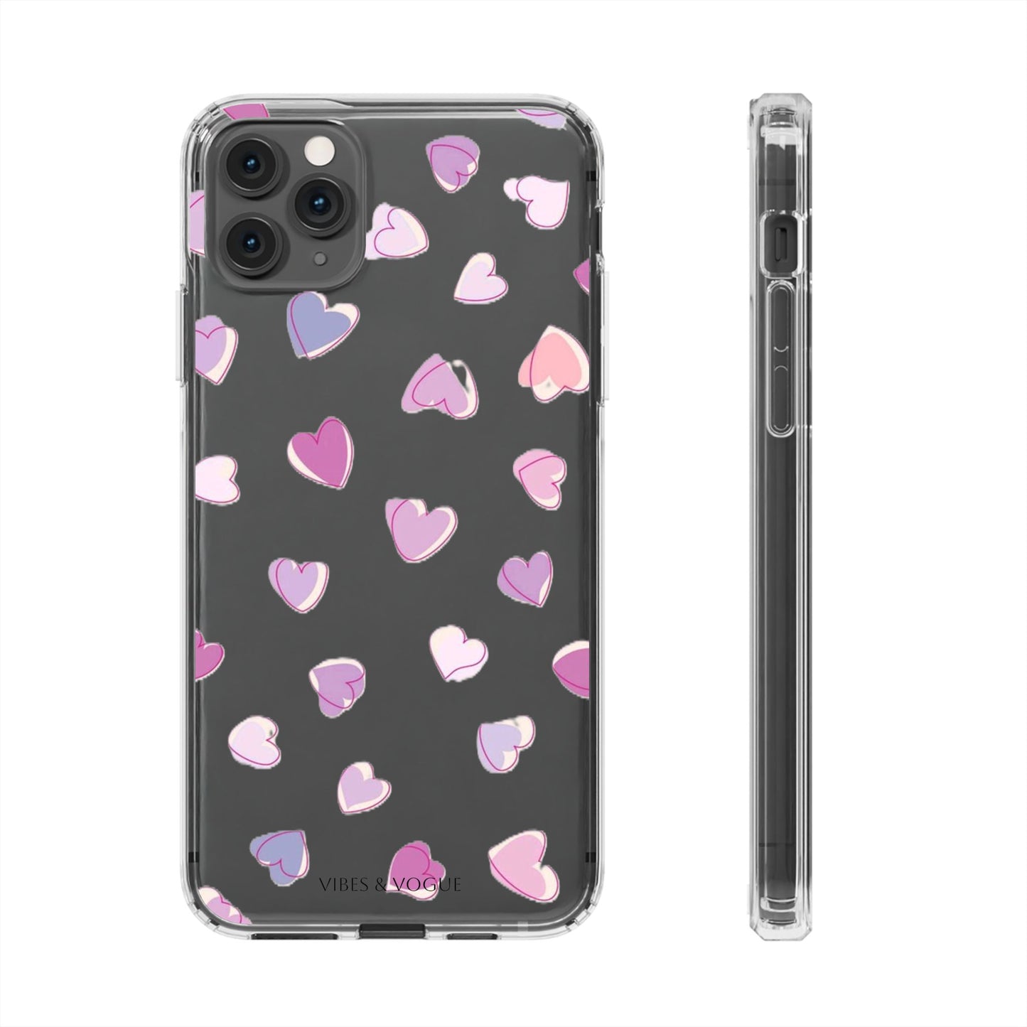 Heart Pattern Clear Case, Cute Phone Cover, Valentine's Day Gift, Trendy Phone Accessory, Love Theme Case