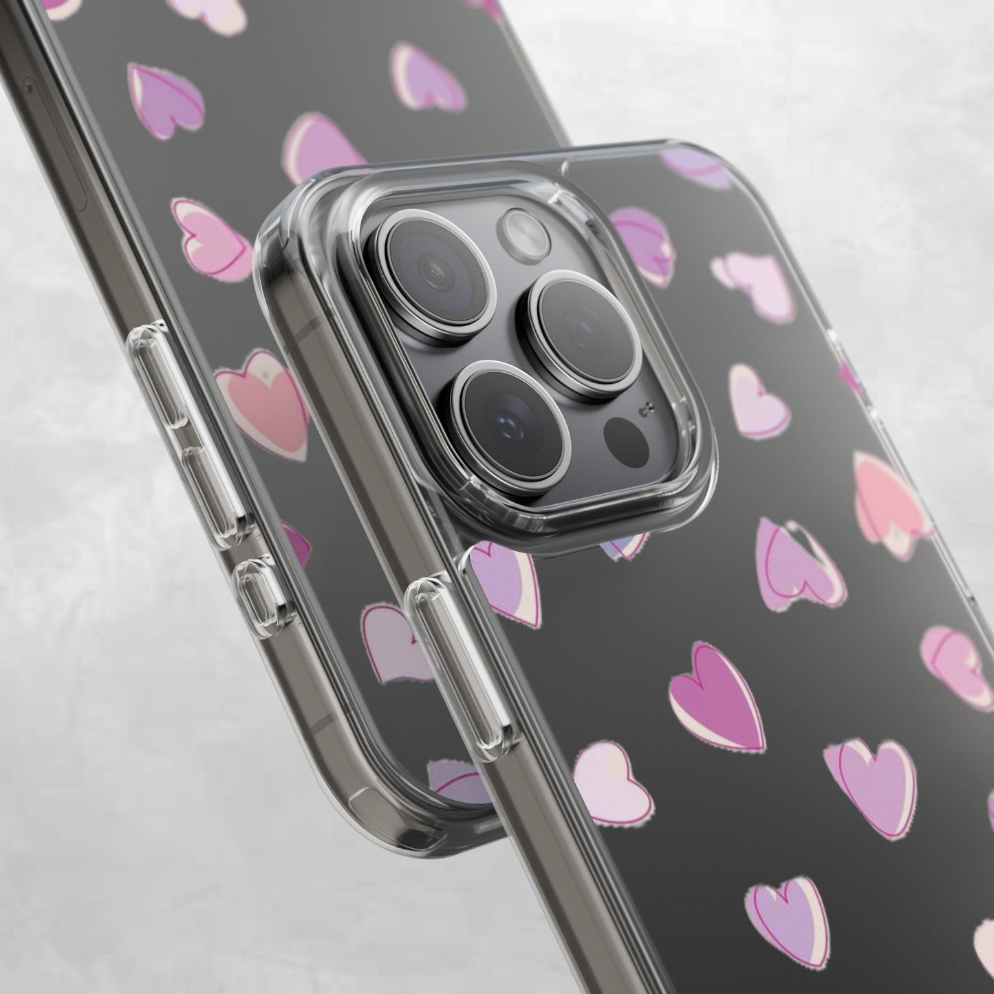 Heart Pattern Clear Case, Cute Phone Cover, Valentine's Day Gift, Trendy Phone Accessory, Love Theme Case