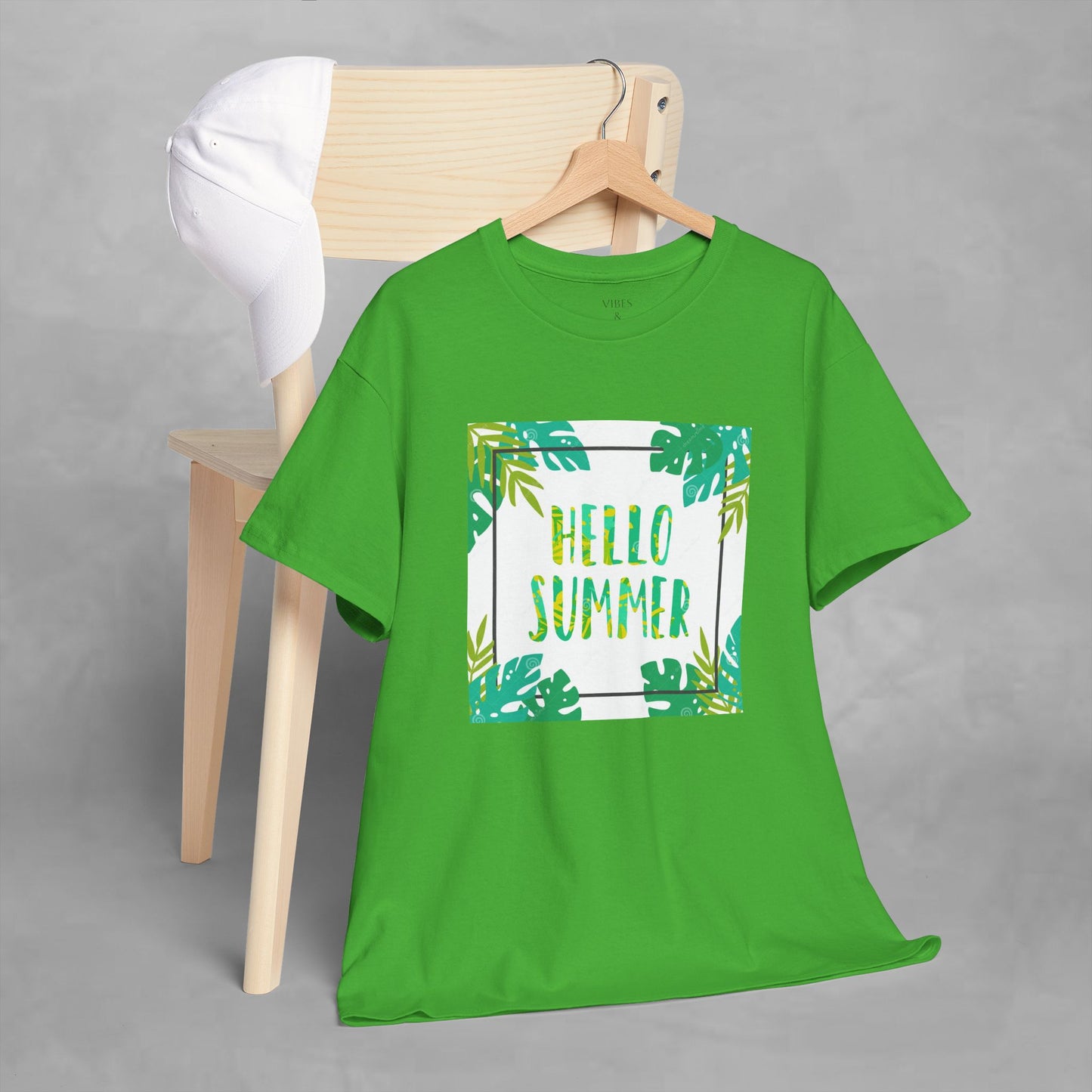 Hello Summer Unisex Heavy Cotton Tee – Tropical Vibe Summer Shirt