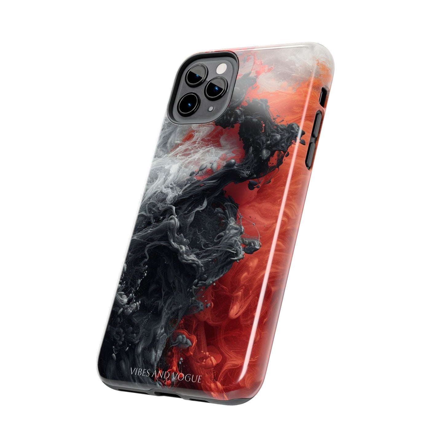 Abstract Red & Black Smoke Tough Phone Case — Vibes and Vogue Protective Cover