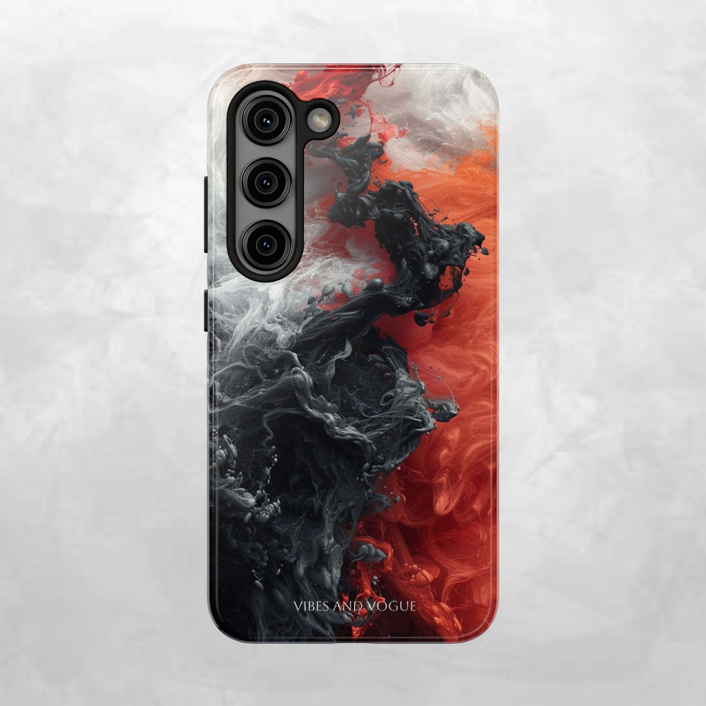 Abstract Red & Black Smoke Tough Phone Case — Vibes and Vogue Protective Cover