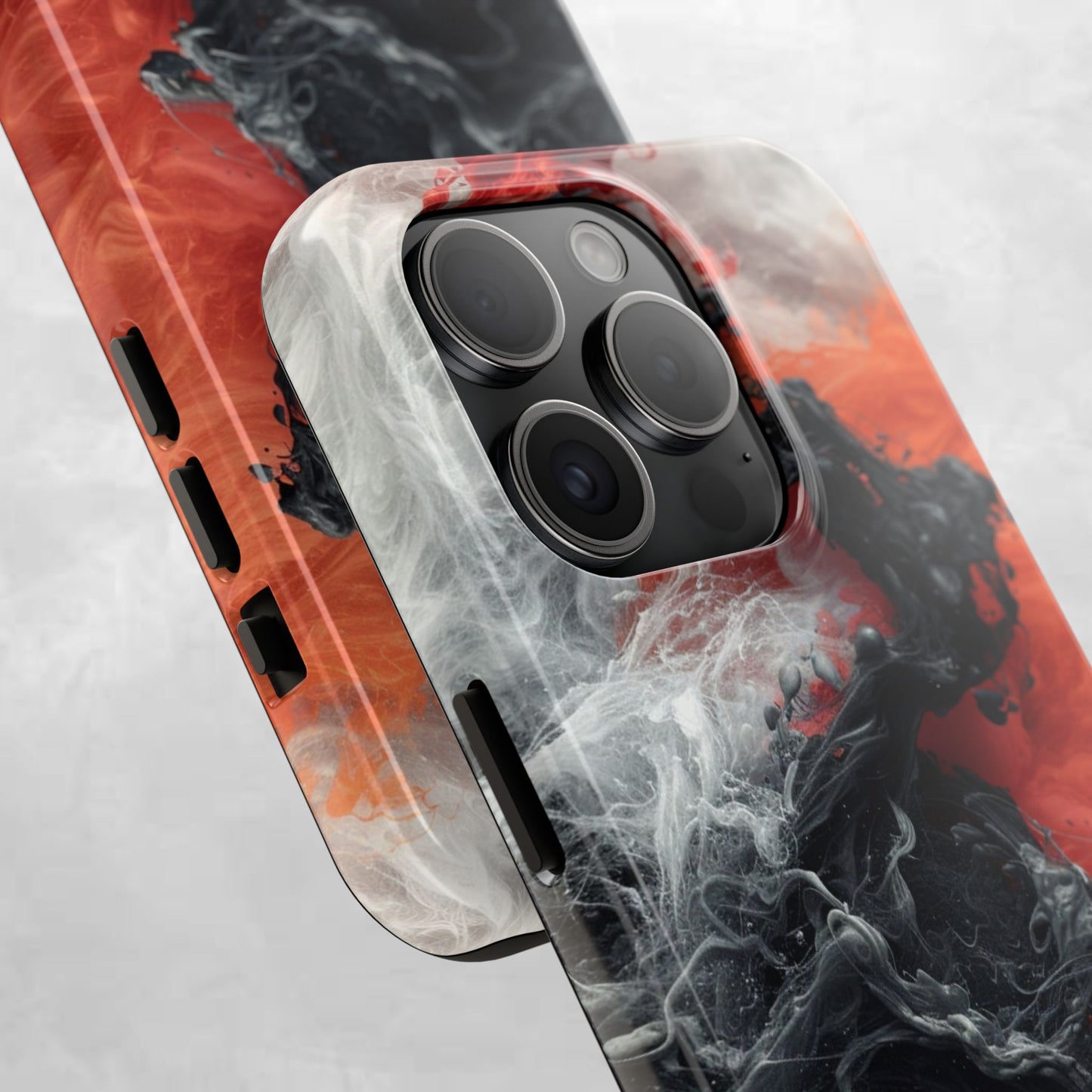 Abstract Red & Black Smoke Tough Phone Case — Vibes and Vogue Protective Cover