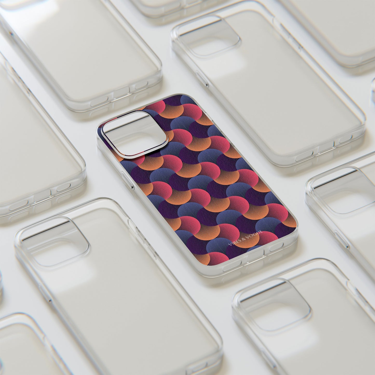 Colorful Retro Wave Clear Silicone Phone Case