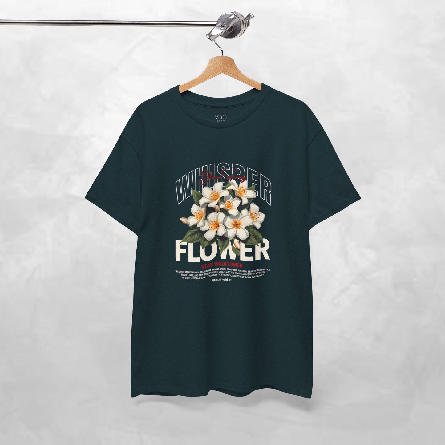Floral "Whisper Flower" Graphic Tee — Vintage Plumeria Blossom Shirt