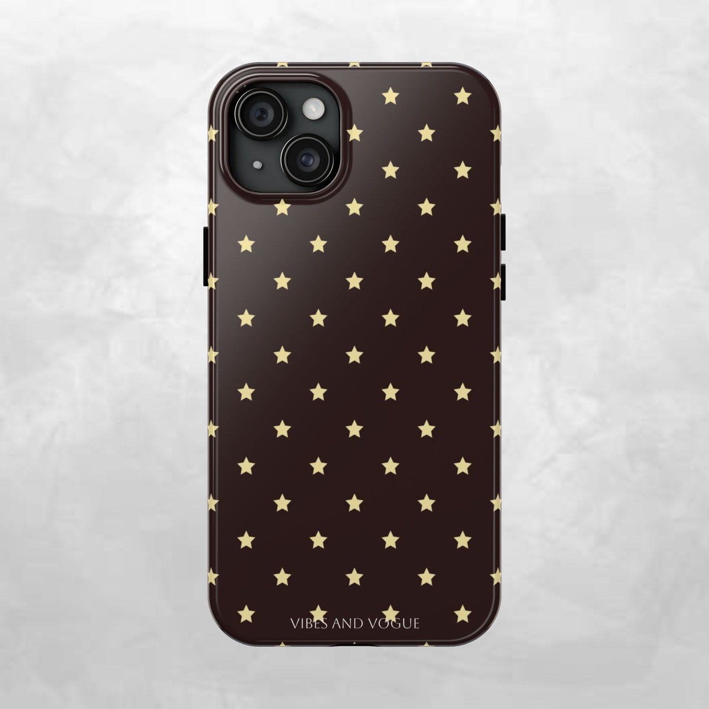 Star Pattern Tough Phone Case — Gold Stars on Chocolate Brown