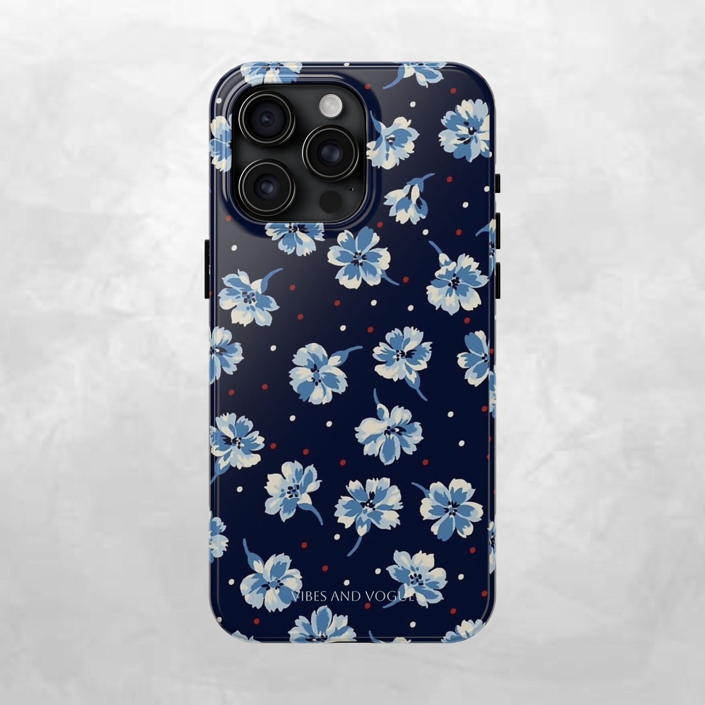 Floral Navy Tough Phone Case — Blue Blossom Protective Phone Cover