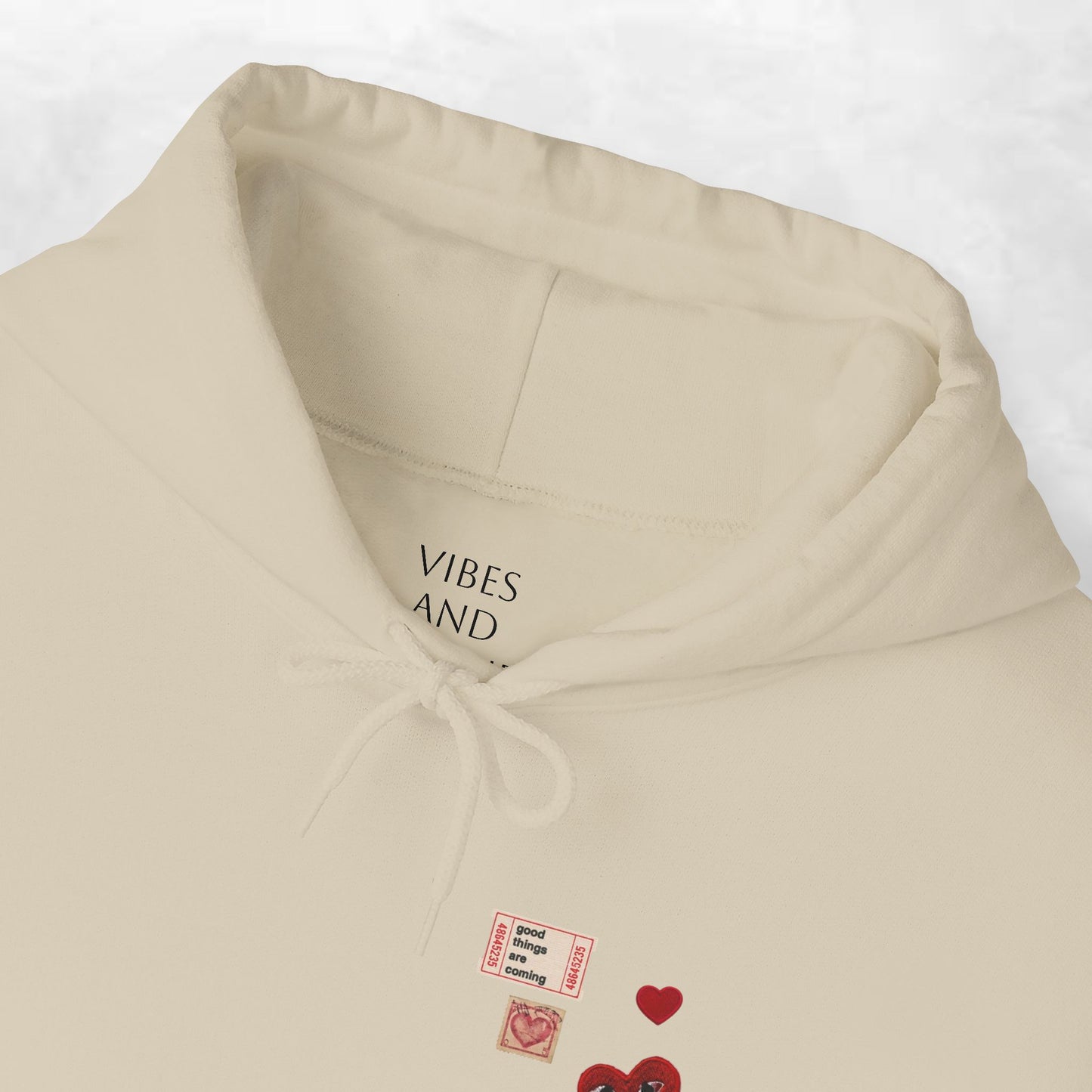 Hoodie — Tiny Vintage Valentine Hearts Chest Print