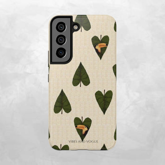 Tough Phone Case — Green Leaf Heart Pattern Tough Phone Case (Vibes and Vogue)