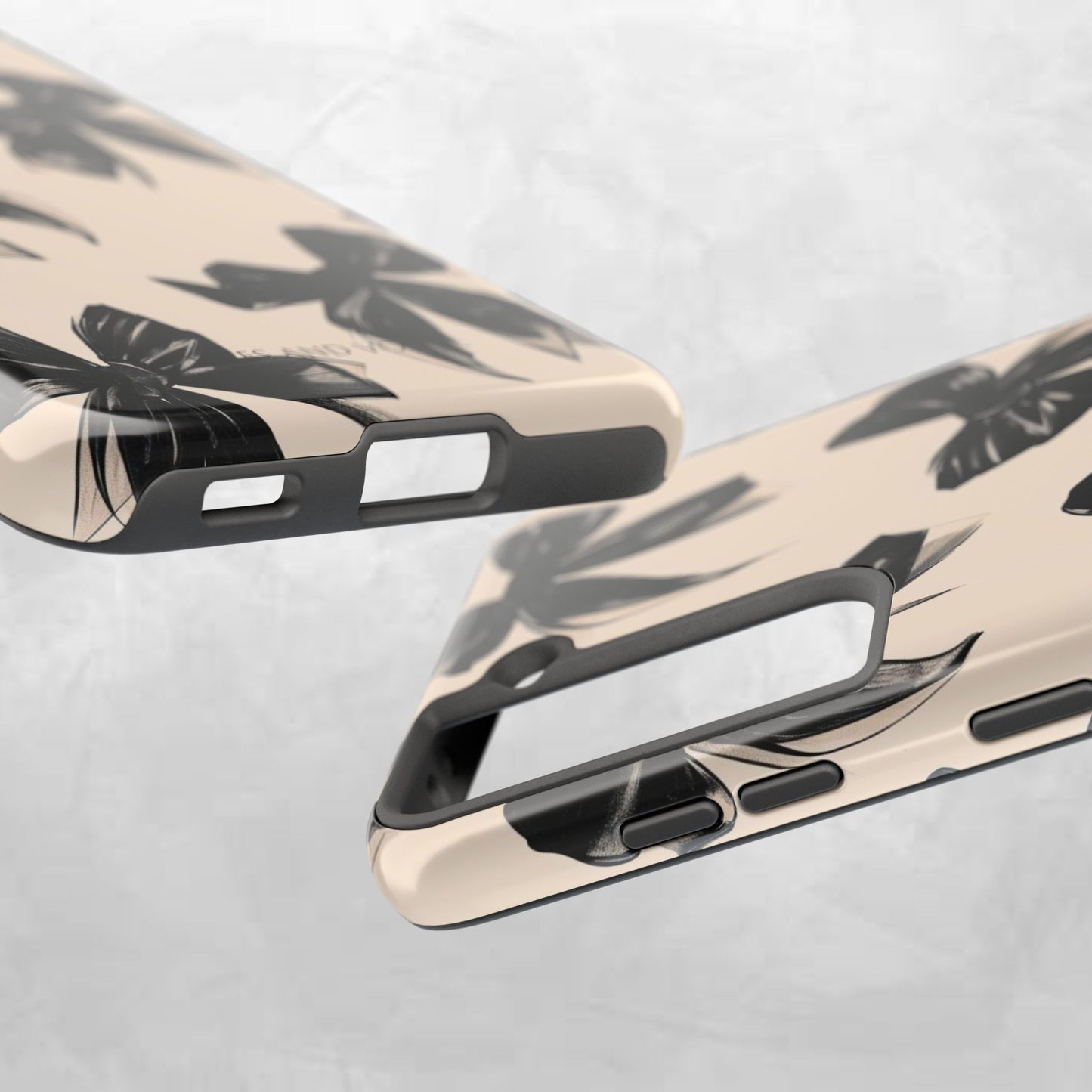 Tough Phone Case — Black Bow Pattern on Nude Background