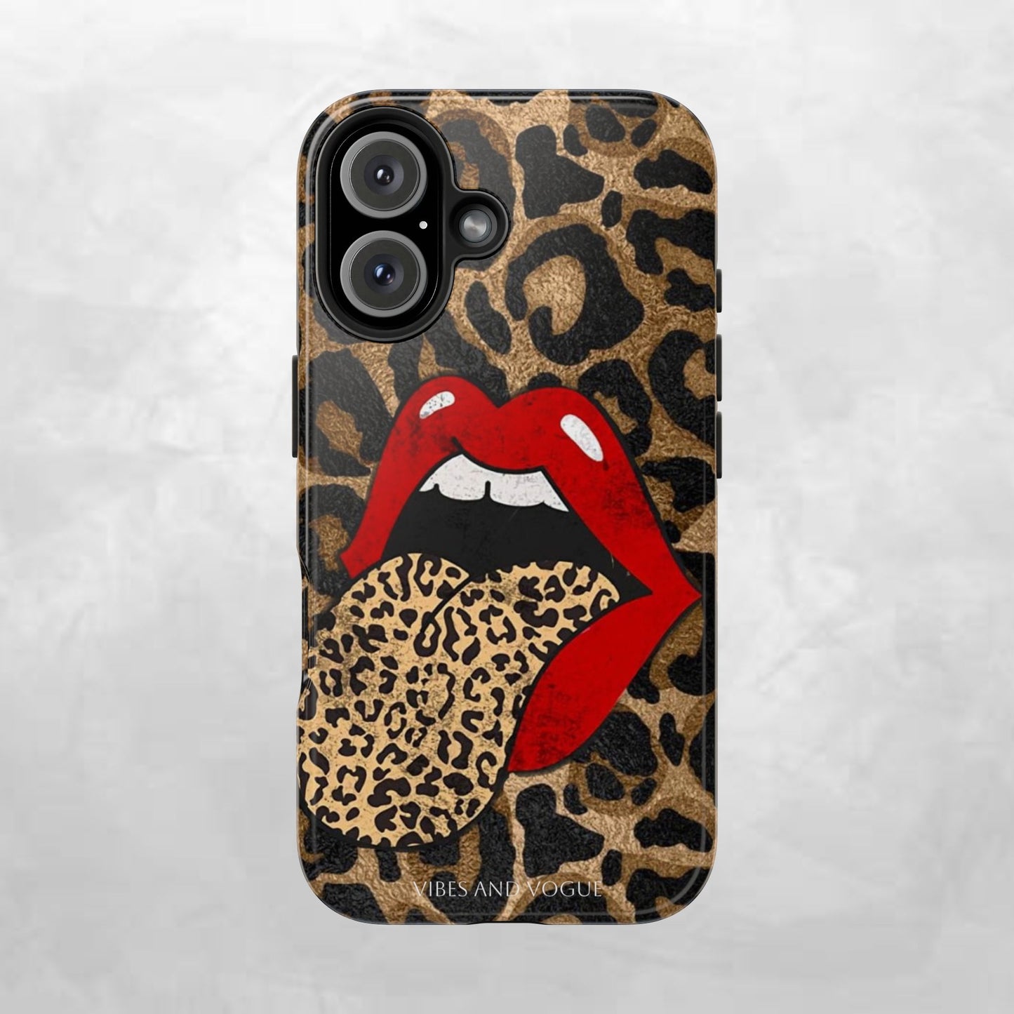 Leopard Lip Tough Phone Case — Bold Animal Print Phone Cover