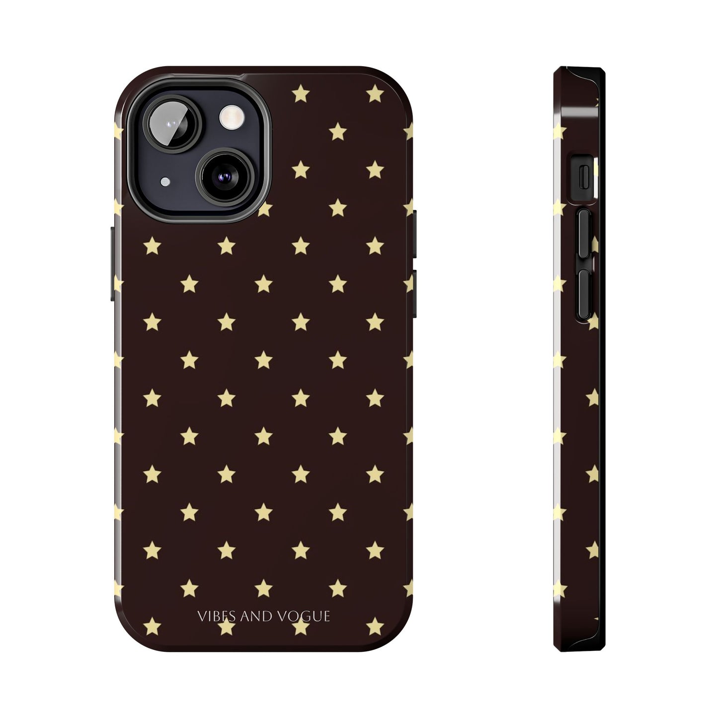 Star Pattern Tough Phone Case — Gold Stars on Chocolate Brown
