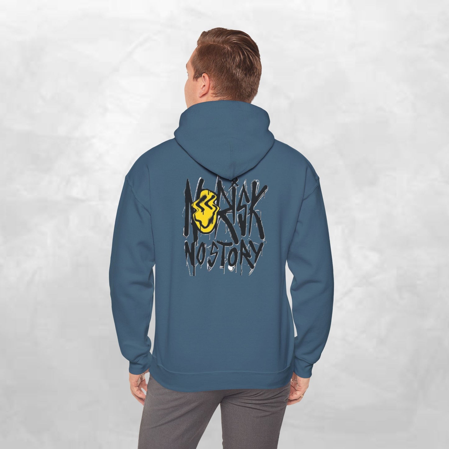 Unisex Heavy Blend Hooded Sweatshirt, Cozy Casual Wear, Trendy Street Style, Gift for Friends, Vibes & Vogue Design, Norisk No Story Hoodie