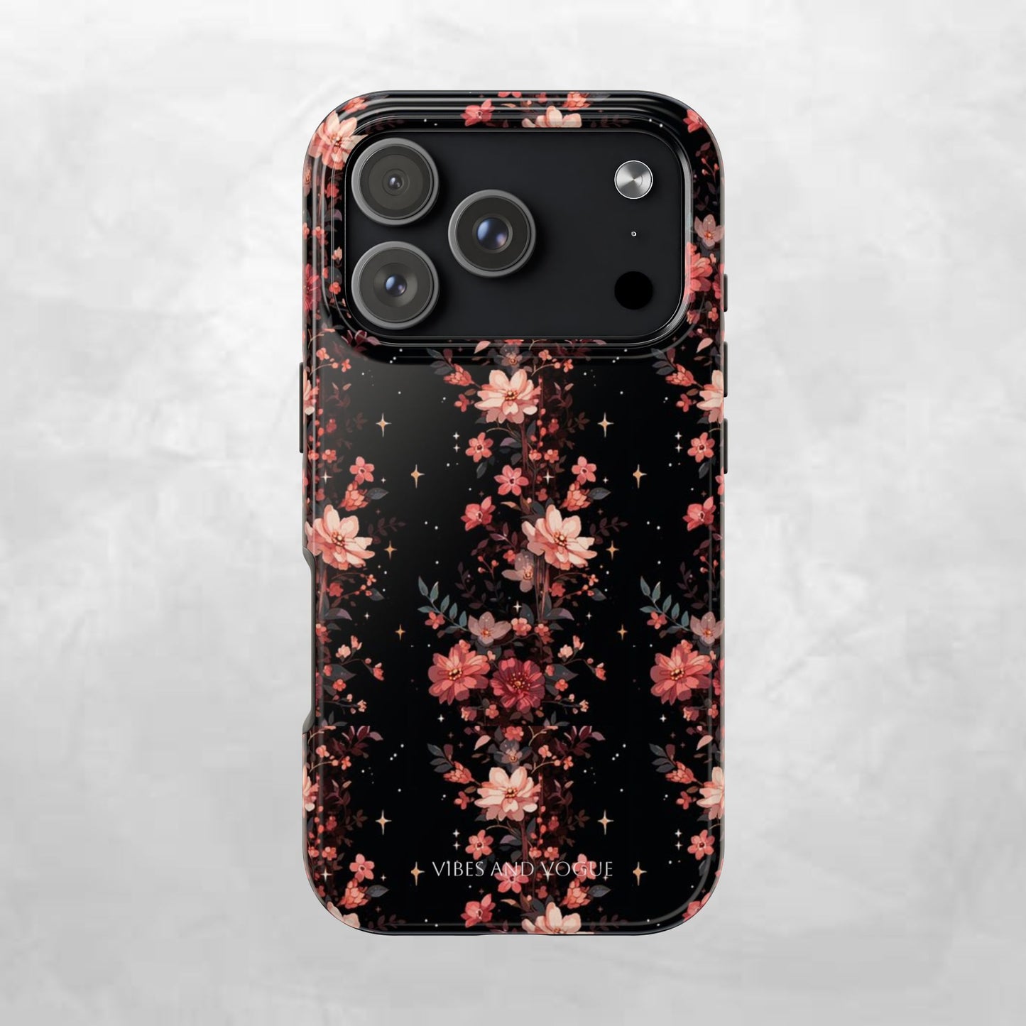 Floral Galaxy Phone Case – Dark Pink Blossom Tough Protective Case
