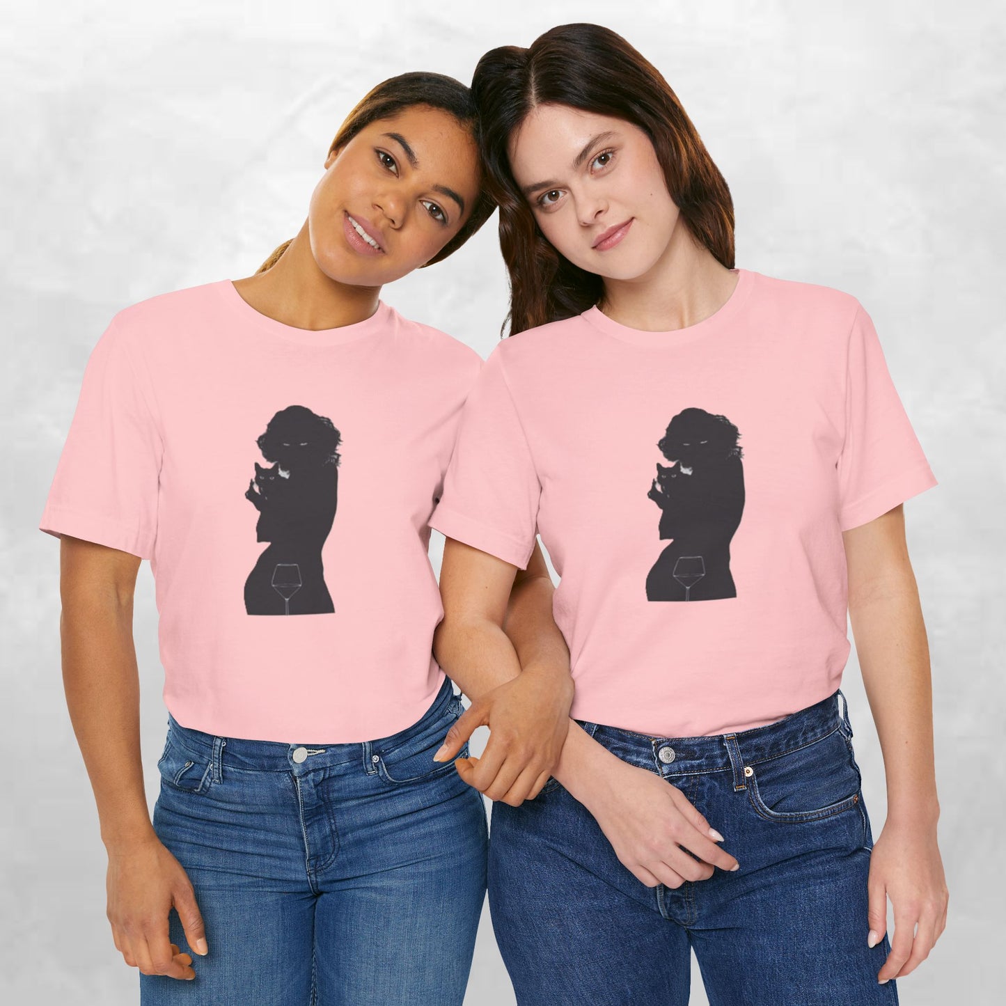 Unisex Silhouette Tee for Stylish Nights, Trendy Casual Wear, Gift for Her, Wine Lover Shirt, Cozy Evening Outfit