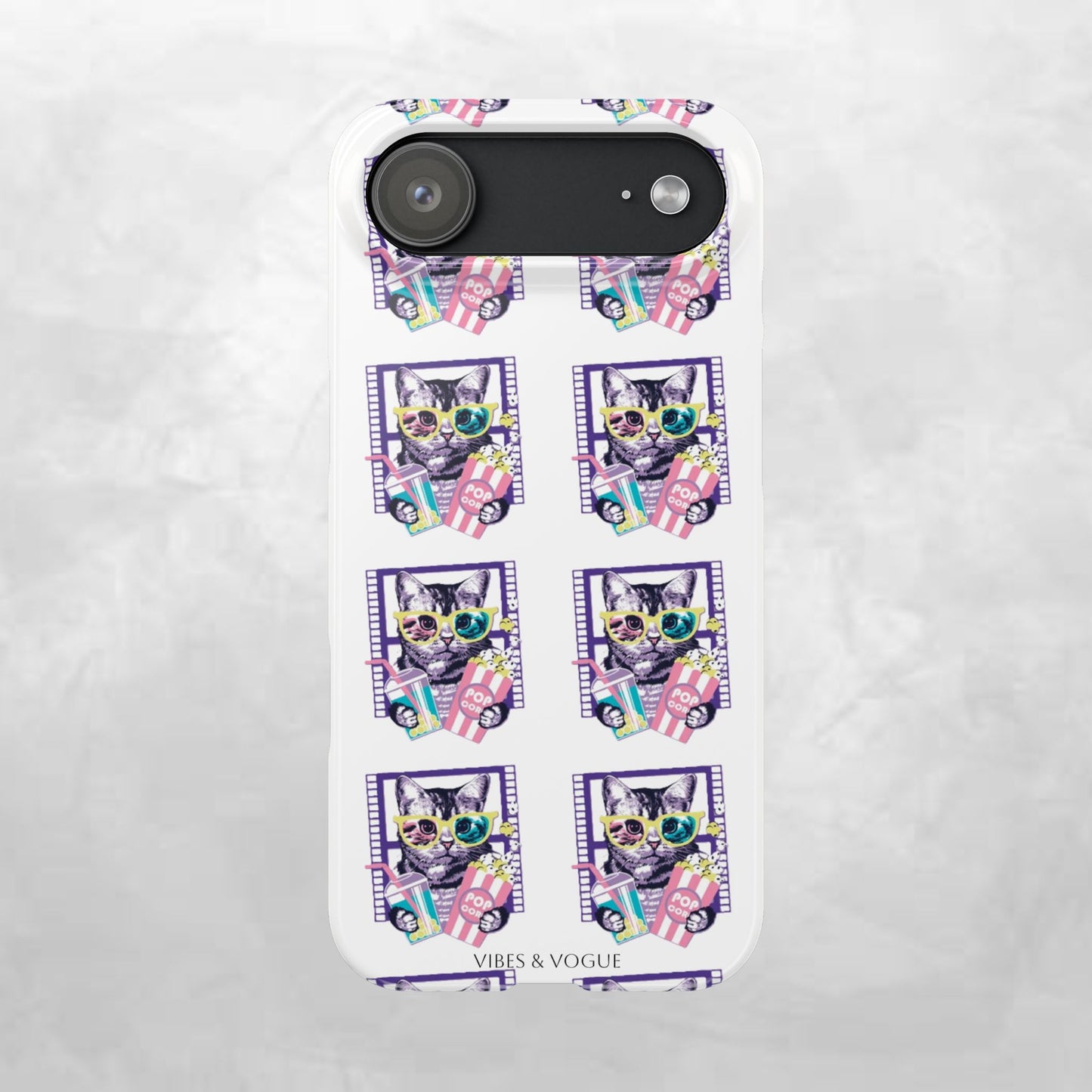 Cat Lover's Slim Phone Cases, Cute Cat Phone Covers, Pet-Themed Accessories, Gifts for Cat Lovers, Vibrant Patterned Cases