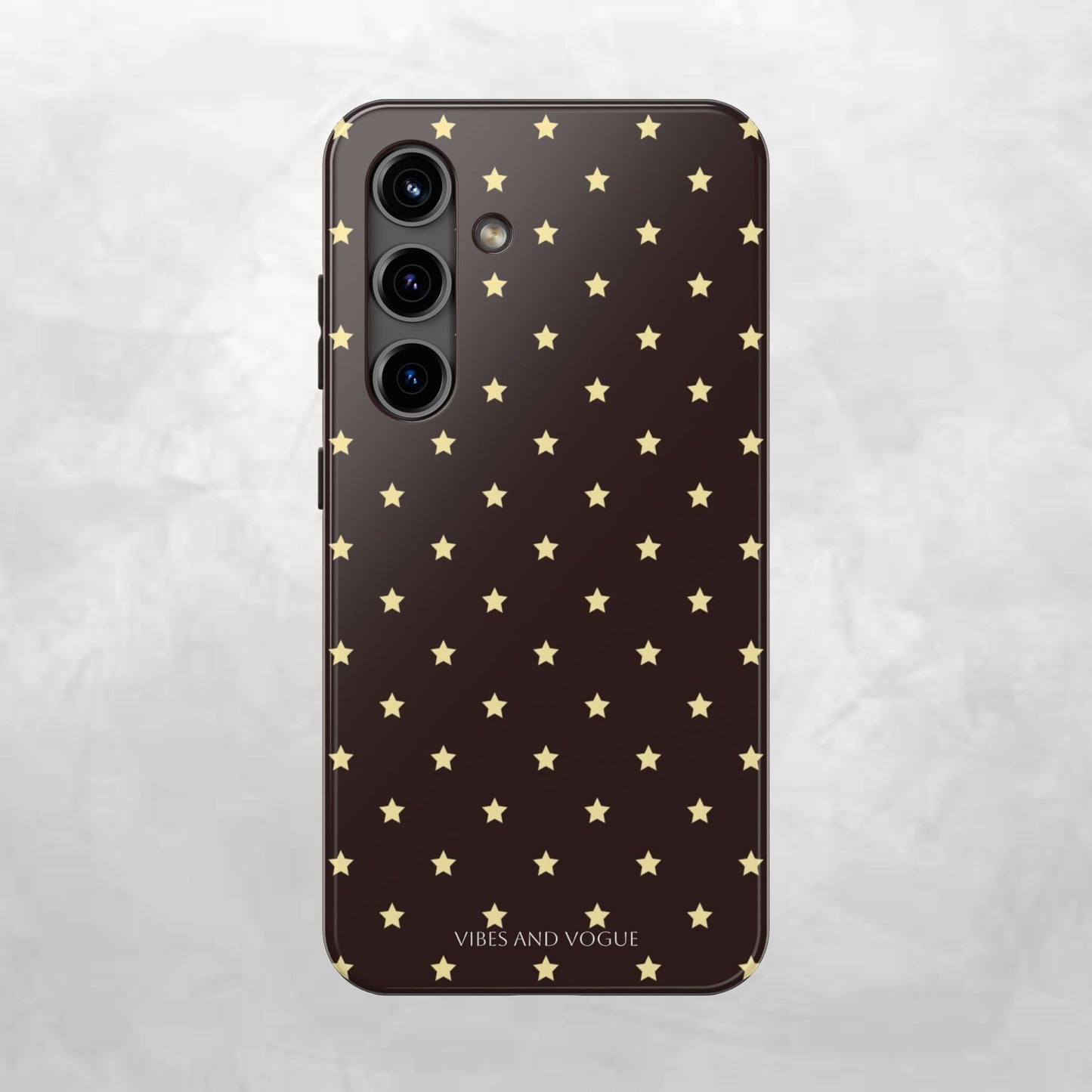 Star Pattern Tough Phone Case — Gold Stars on Chocolate Brown