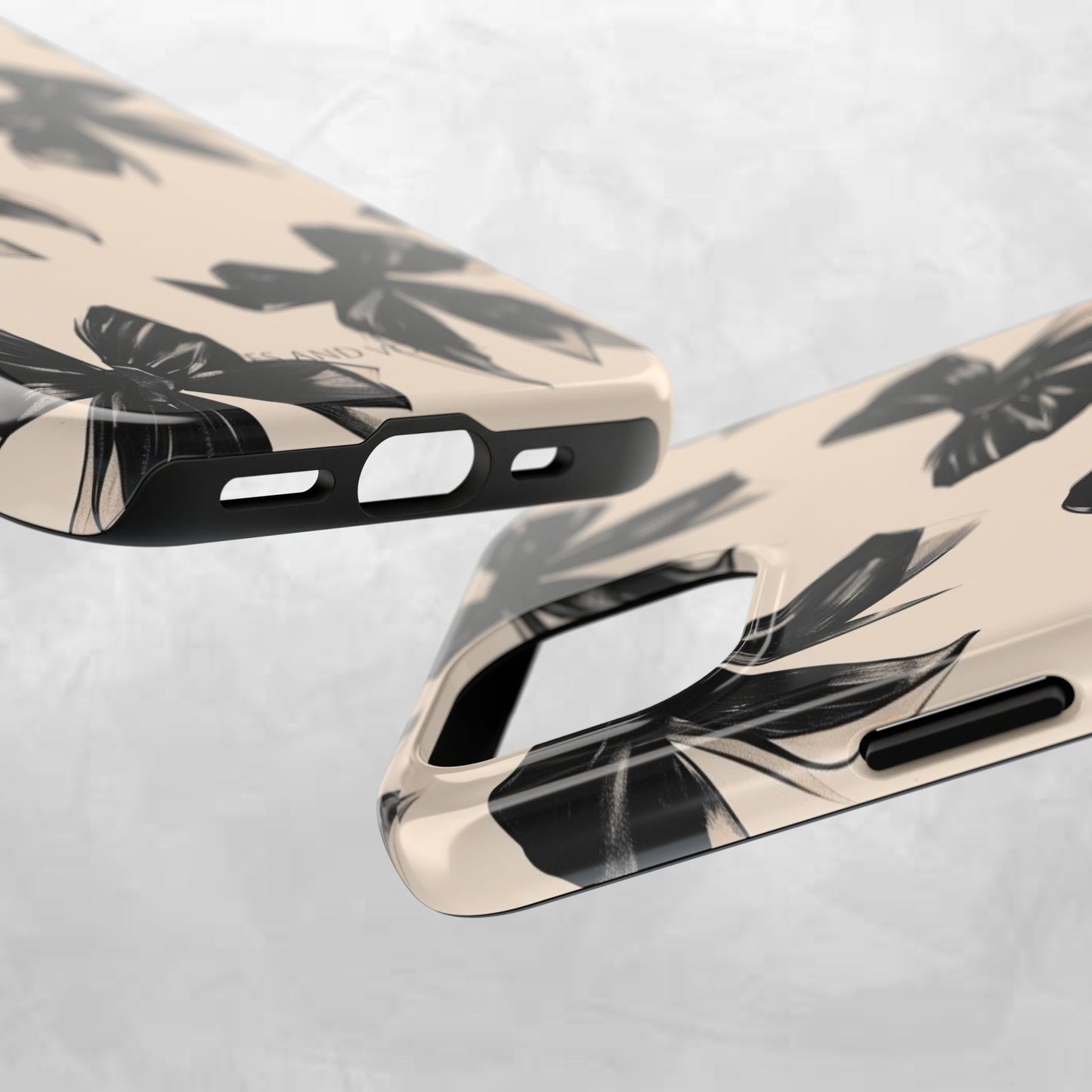 Tough Phone Case — Black Bow Pattern on Nude Background