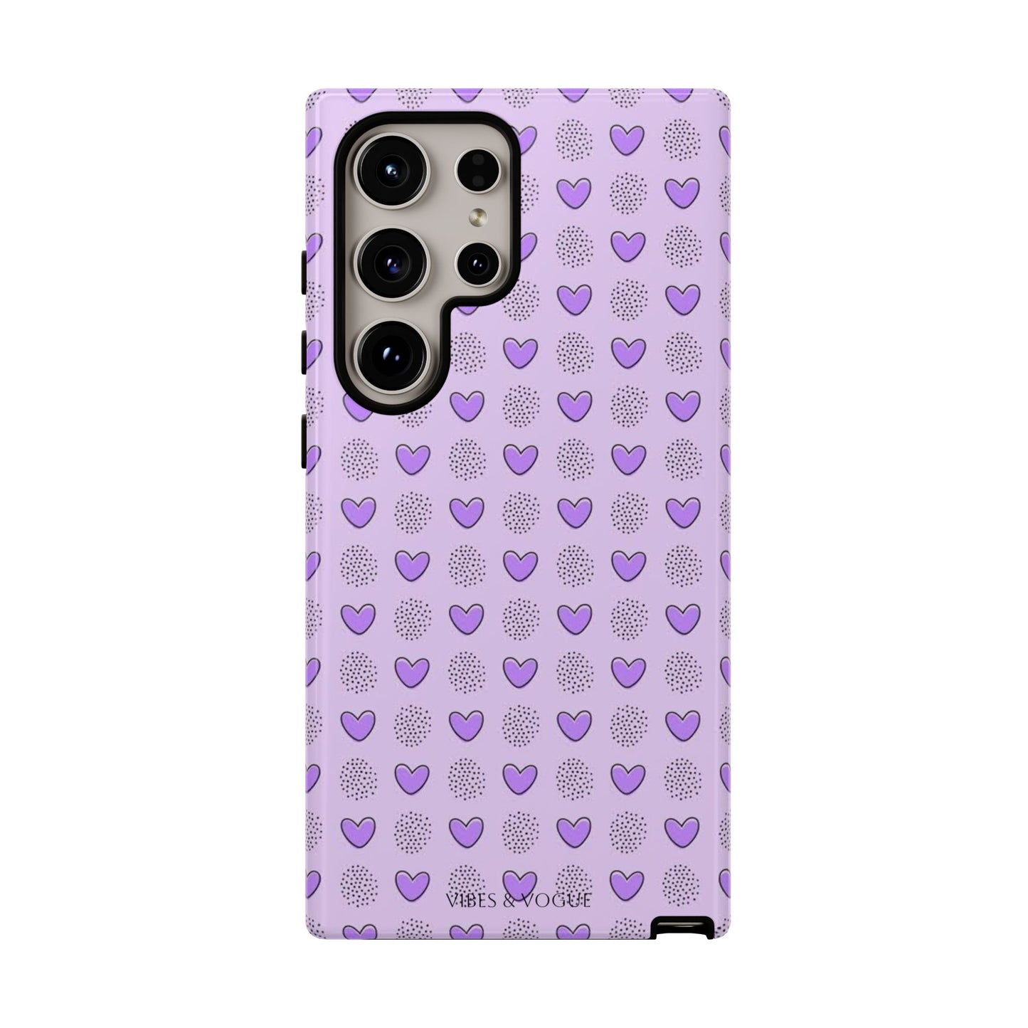 Purple Heart Pattern Phone Case - Tough Cases for a Stylish & Protective Vibe