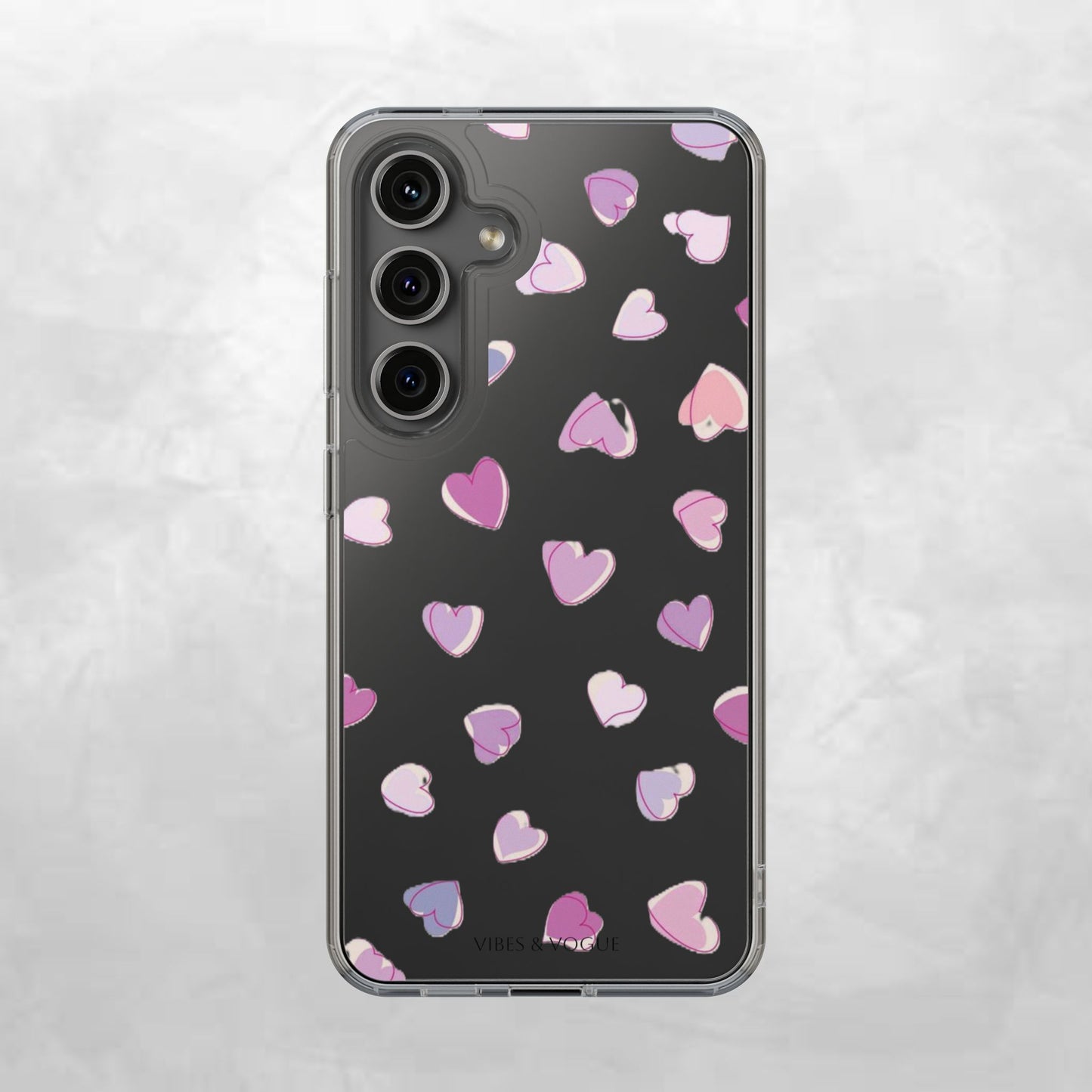 Heart Pattern Clear Case, Cute Phone Cover, Valentine's Day Gift, Trendy Phone Accessory, Love Theme Case