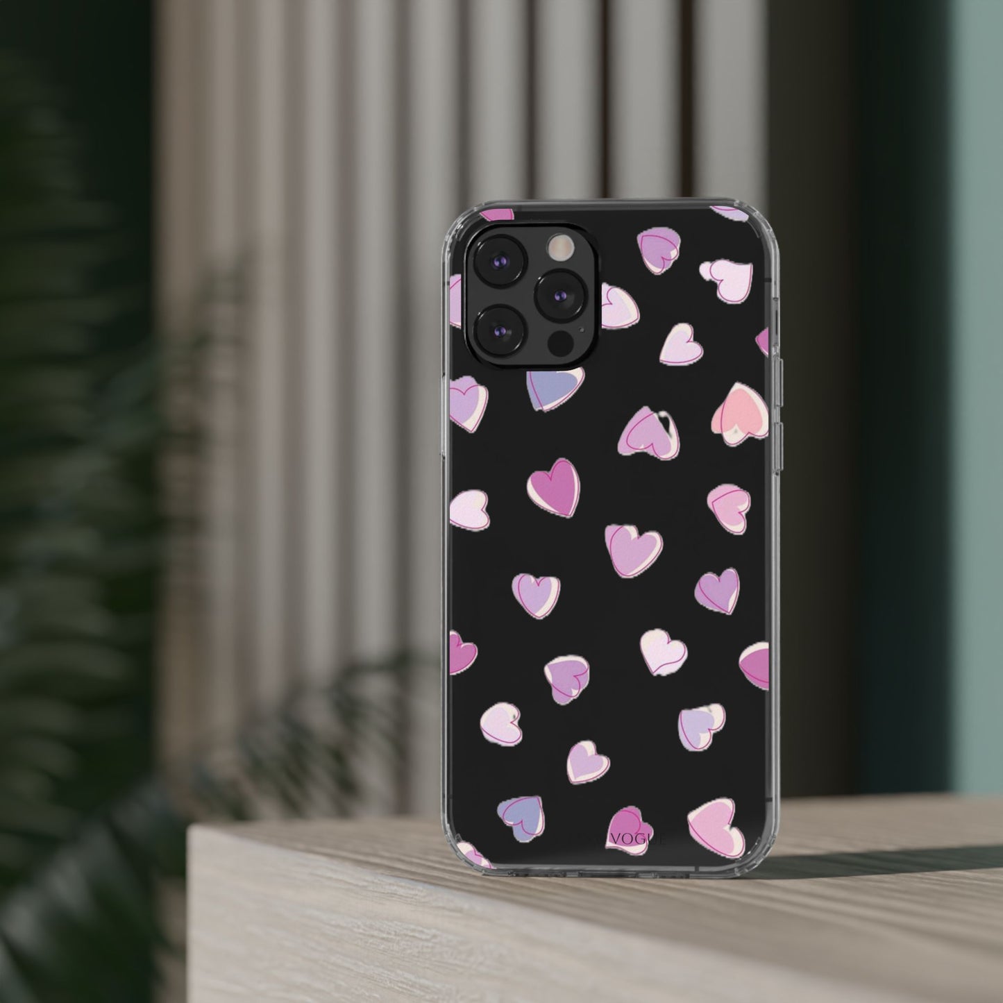 Heart Pattern Clear Case, Cute Phone Cover, Valentine's Day Gift, Trendy Phone Accessory, Love Theme Case