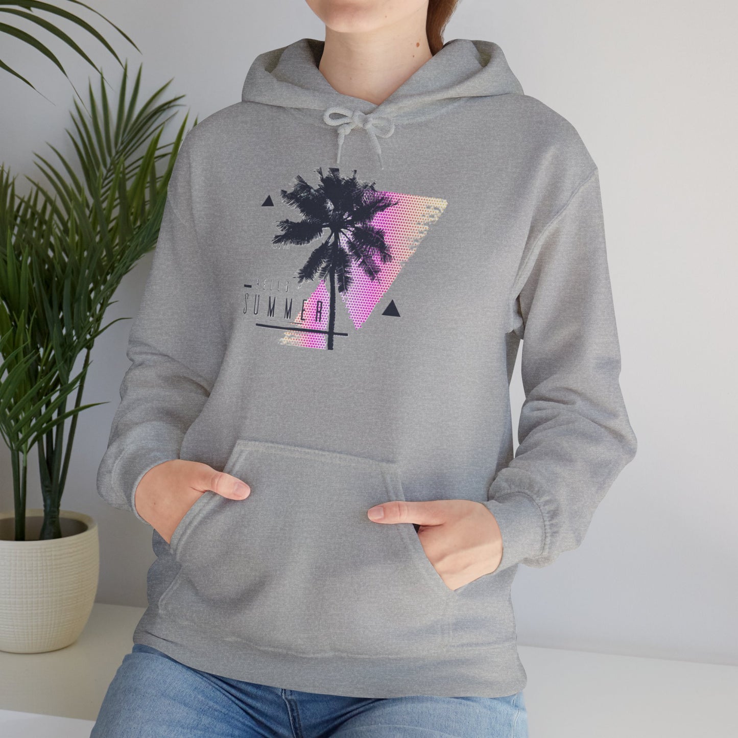Tropical Vibe Hoodie, Summer Comfort Sweatshirt, Beachy Pullover for Vacation, Unisex Hooded Top, Gift for Warm Weather