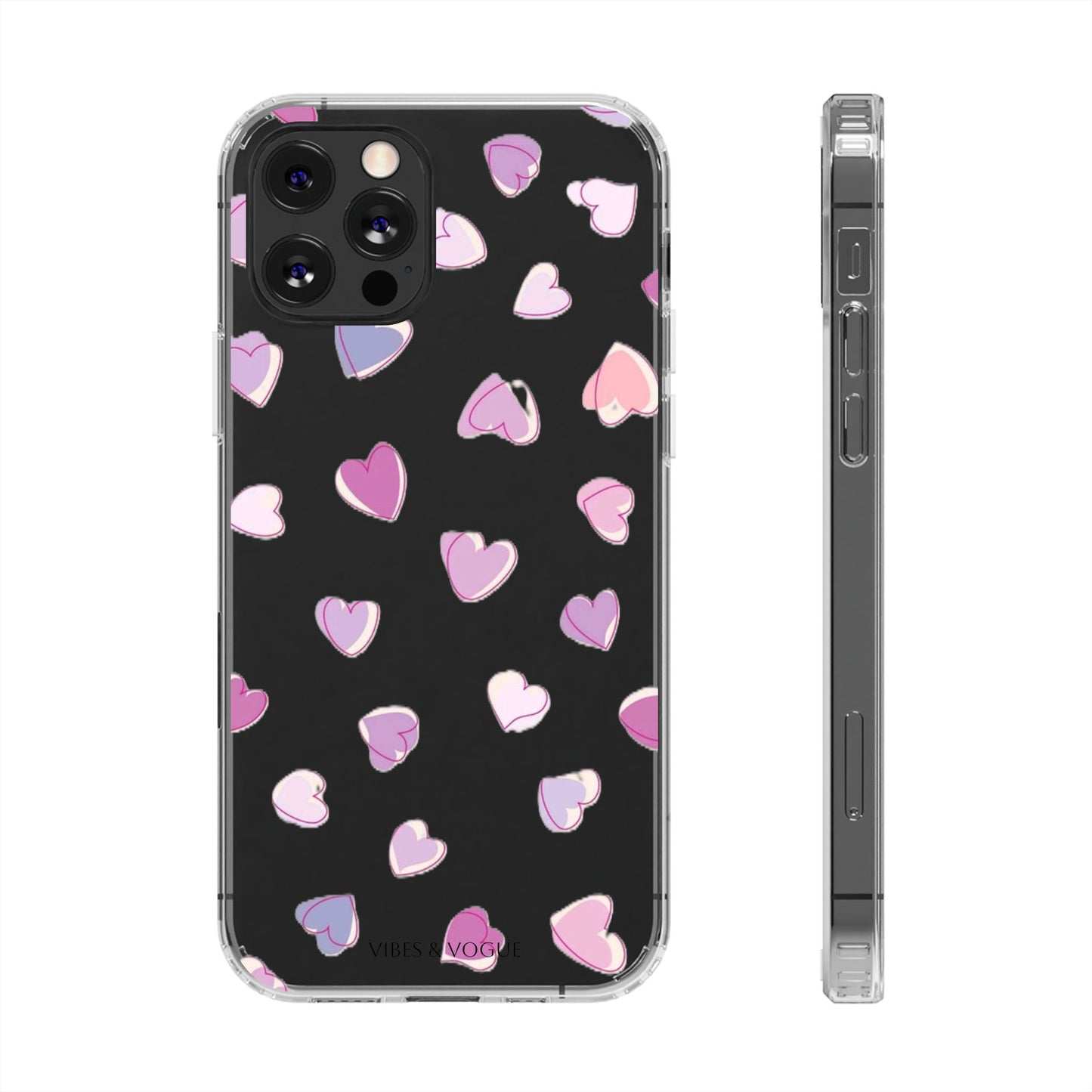 Heart Pattern Clear Case, Cute Phone Cover, Valentine's Day Gift, Trendy Phone Accessory, Love Theme Case