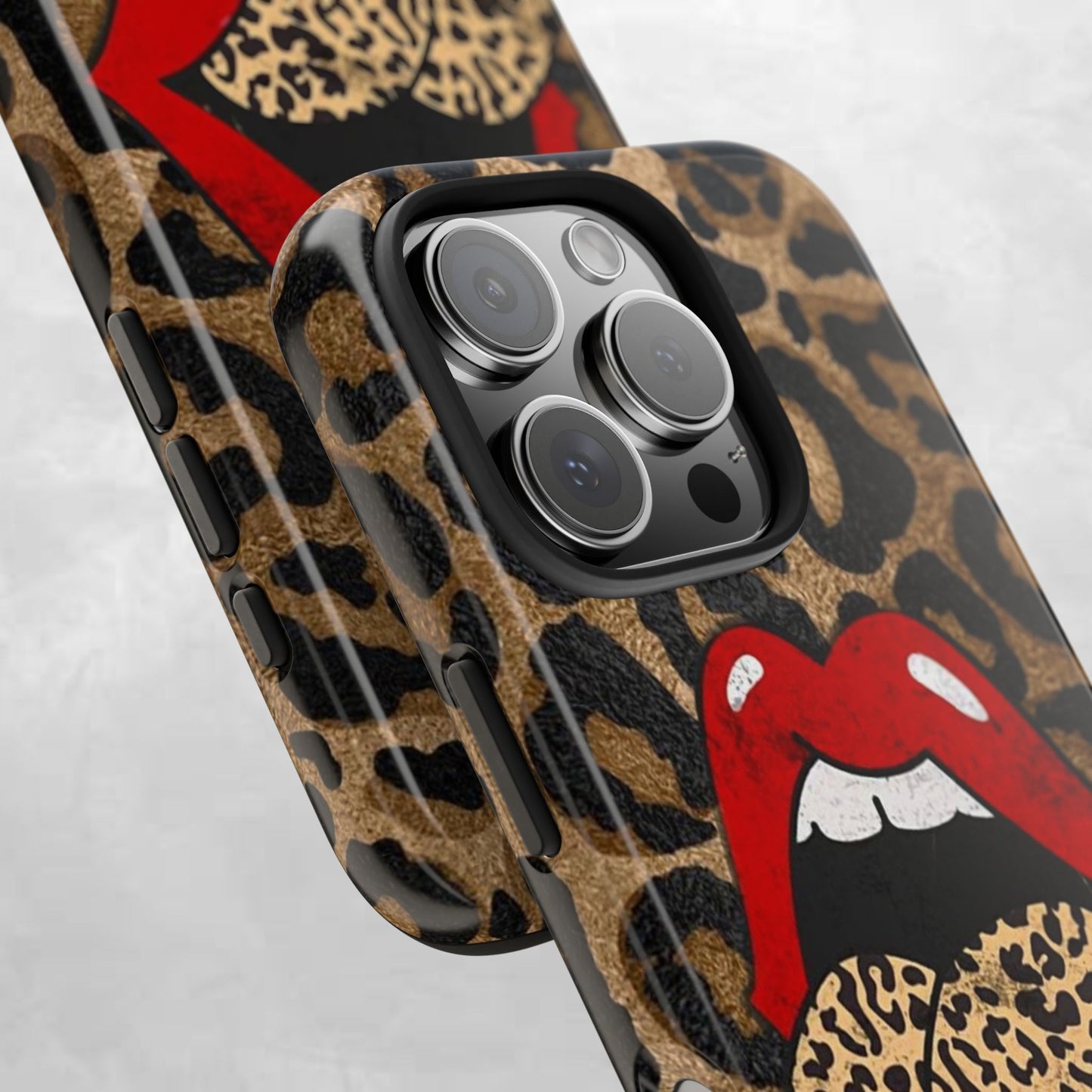 Leopard Lip Tough Phone Case — Bold Animal Print Phone Cover