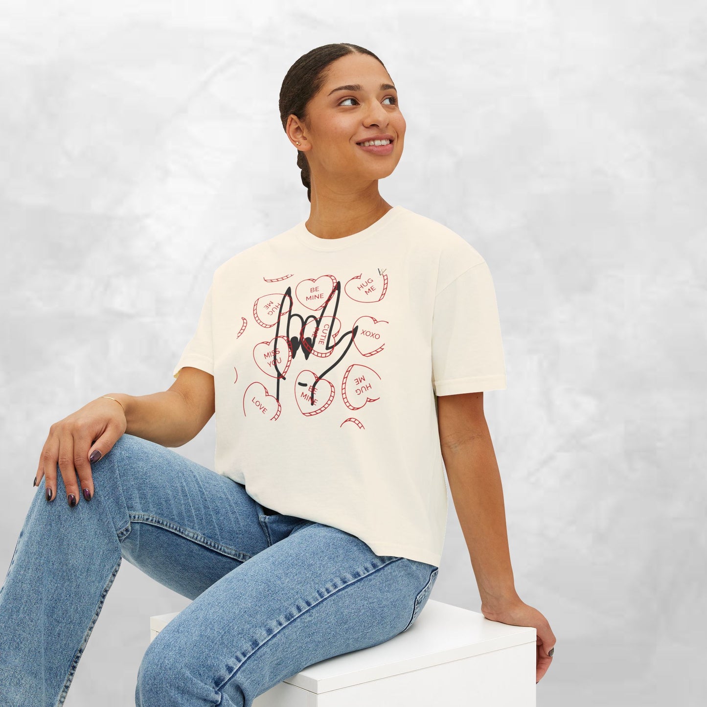Women's Boxy Tee - Love You Graphic T-Shirt for Valentine's Day & Everyday Wear