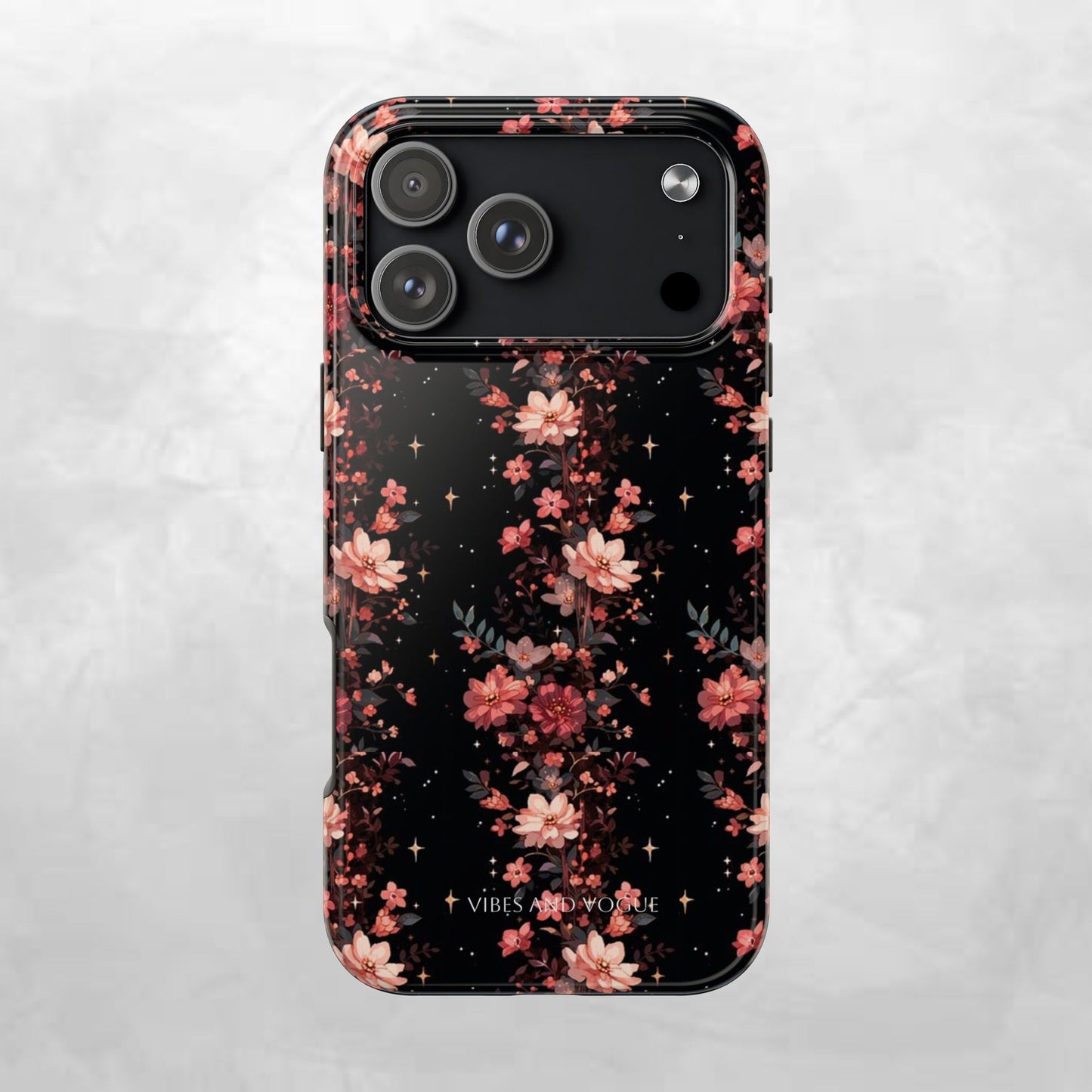 Floral Galaxy Phone Case – Dark Pink Blossom Tough Protective Case