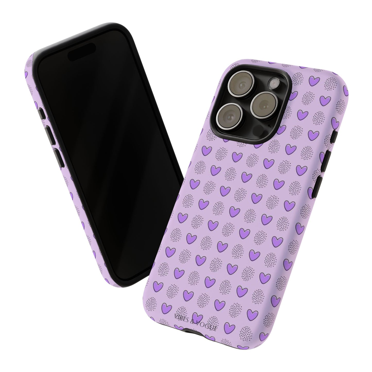 Purple Heart Pattern Phone Case - Tough Cases for a Stylish & Protective Vibe