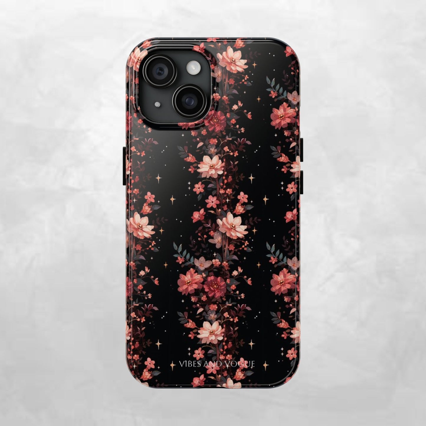 Floral Galaxy Phone Case – Dark Pink Blossom Tough Protective Case