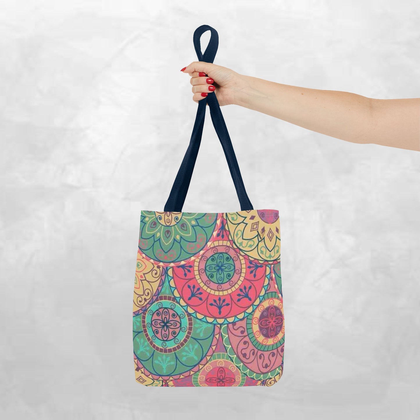 Vibrant Mandala Tote Bag, Boho Chic Carrying Bag, Eco-Friendly Shopping Tote, Gypsy Style Grocery Bag, Summer Festival Accessory