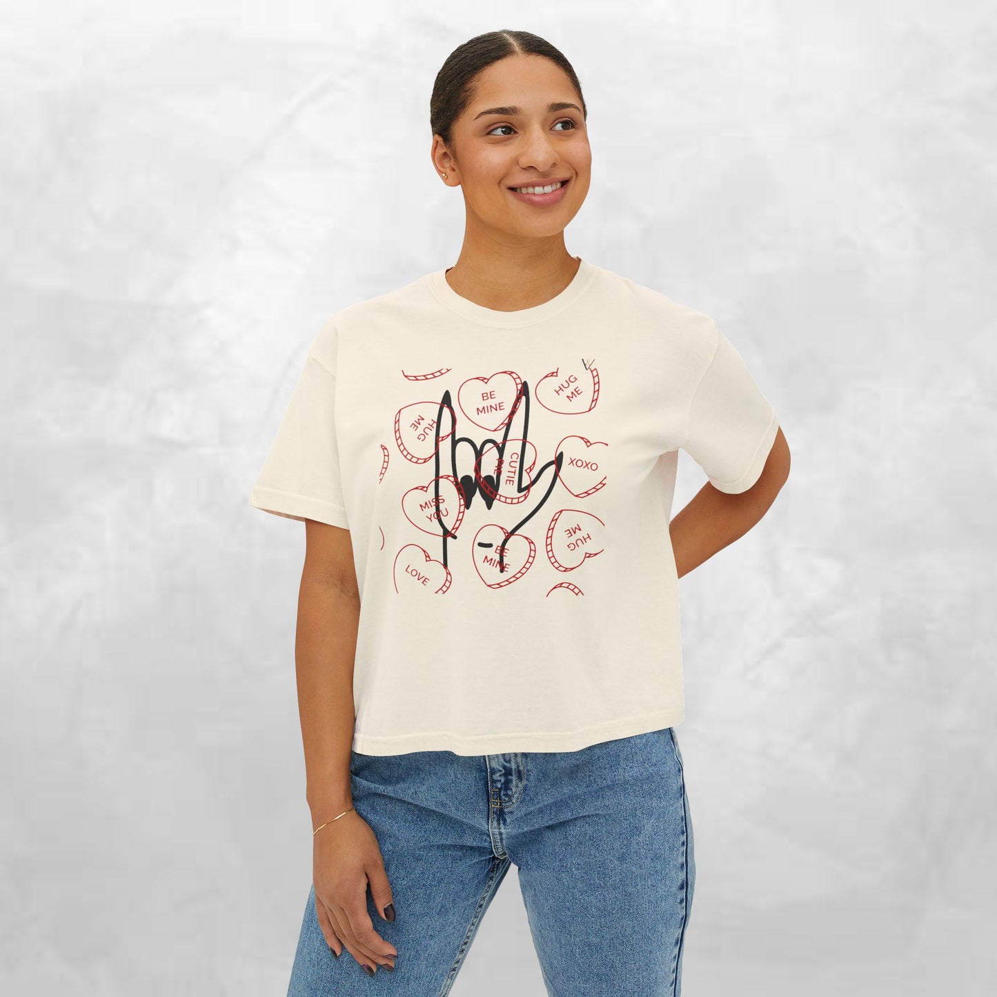 Women's Boxy Tee - Love You Graphic T-Shirt for Valentine's Day & Everyday Wear