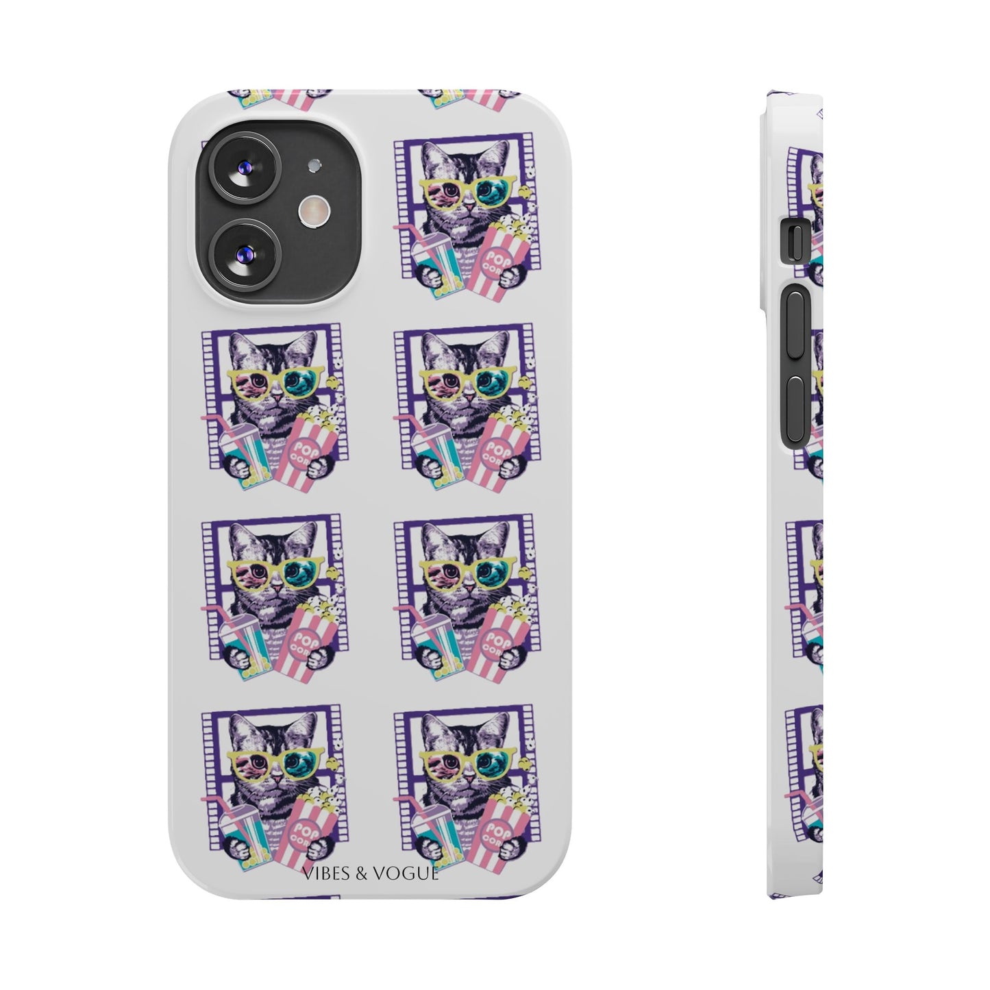 Cat Lover's Slim Phone Cases, Cute Cat Phone Covers, Pet-Themed Accessories, Gifts for Cat Lovers, Vibrant Patterned Cases