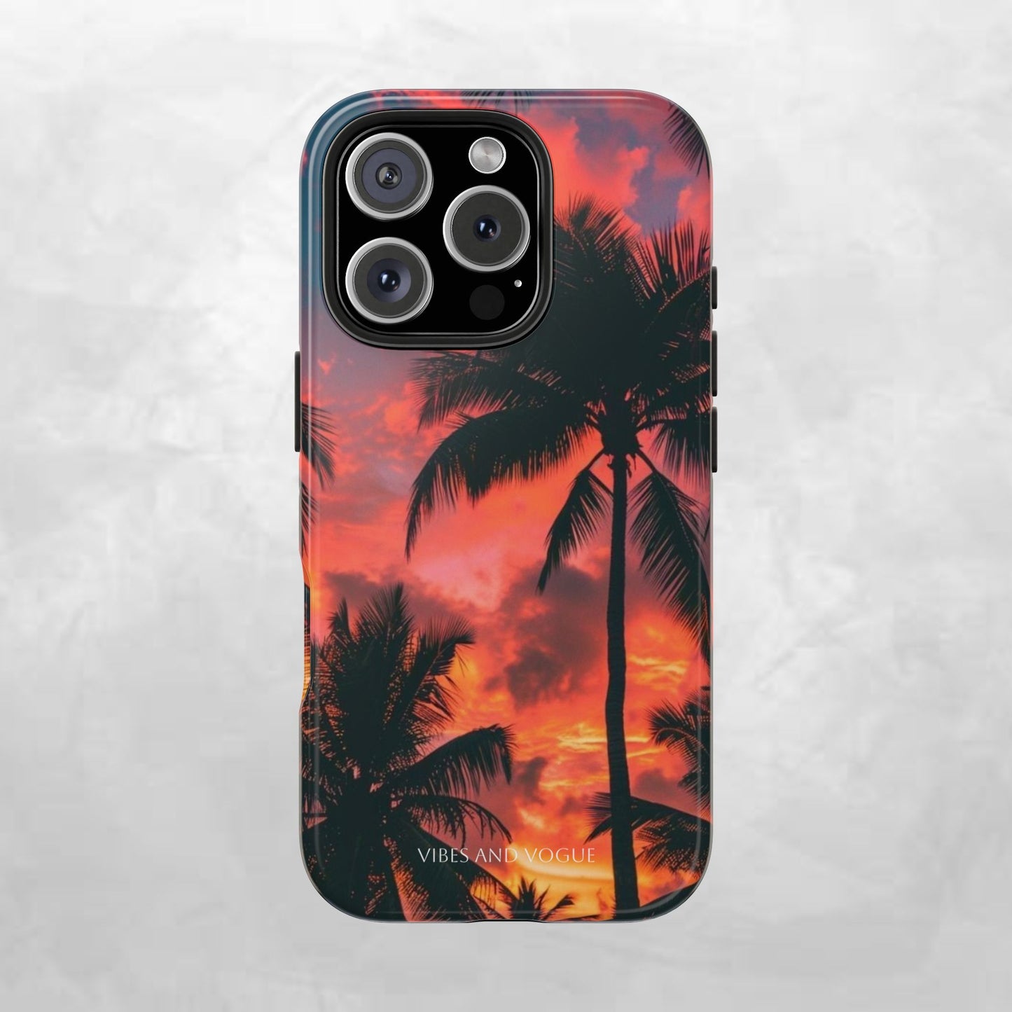 Tropical Sunset Tough Phone Case — Palm Tree Sunset Protective Phone Cover