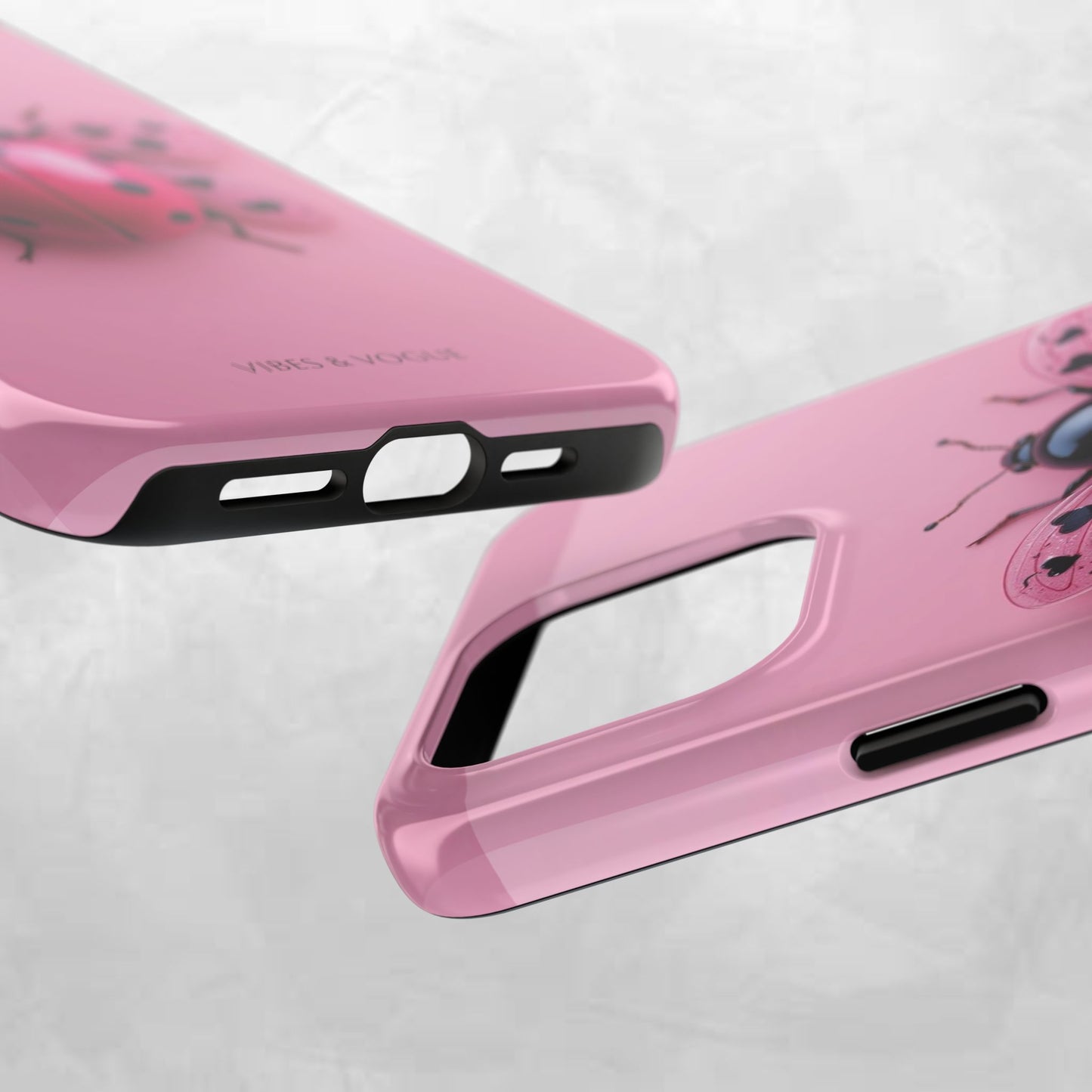 Pink Ladybug Tough Phone Case, Cute Phone Cover, Bug Lover Gift, Durable Smartphone Shell, Protective Tech Accessory