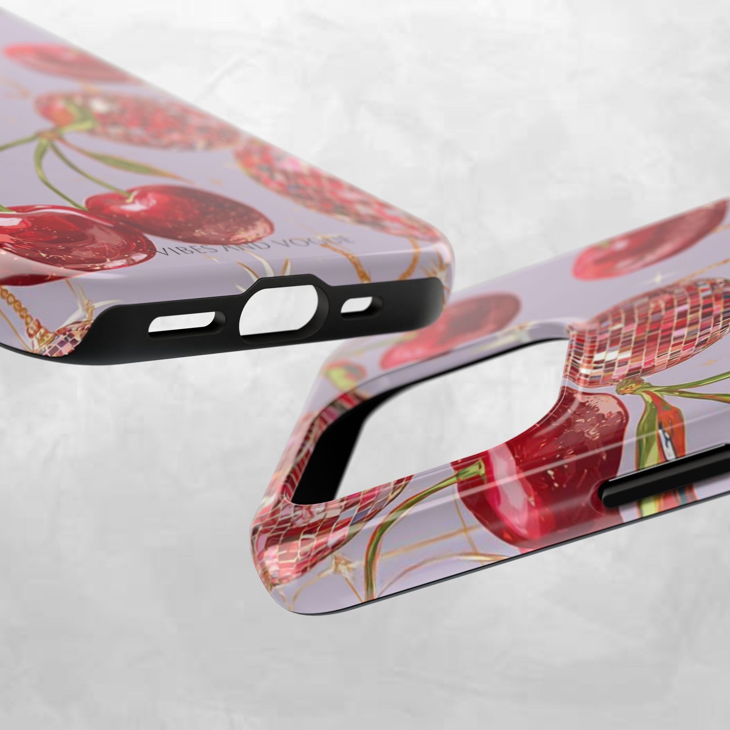 Disco Cherry Tough Phone Case — Retro Sparkle iPhone Protection