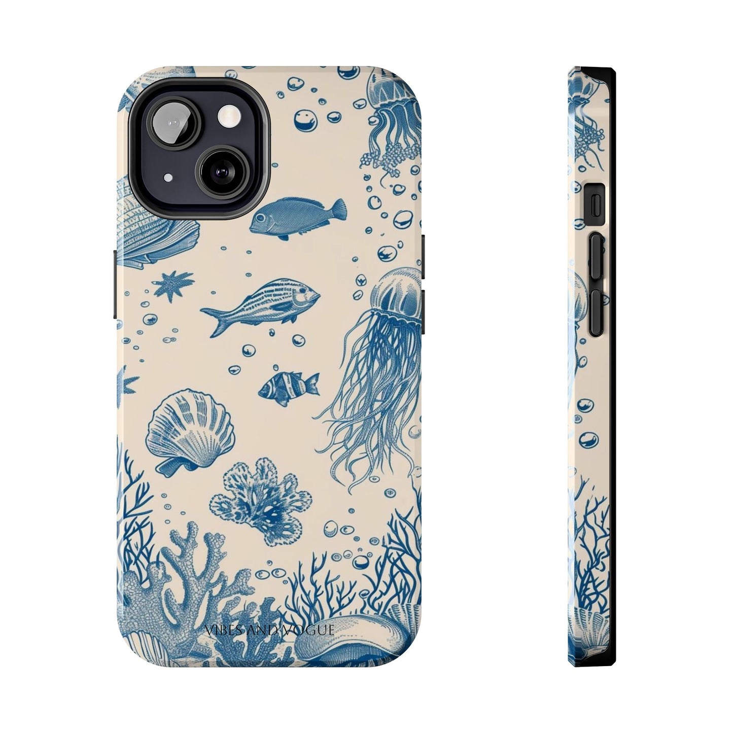 Ocean Blue Marine Pattern Tough Phone Case
