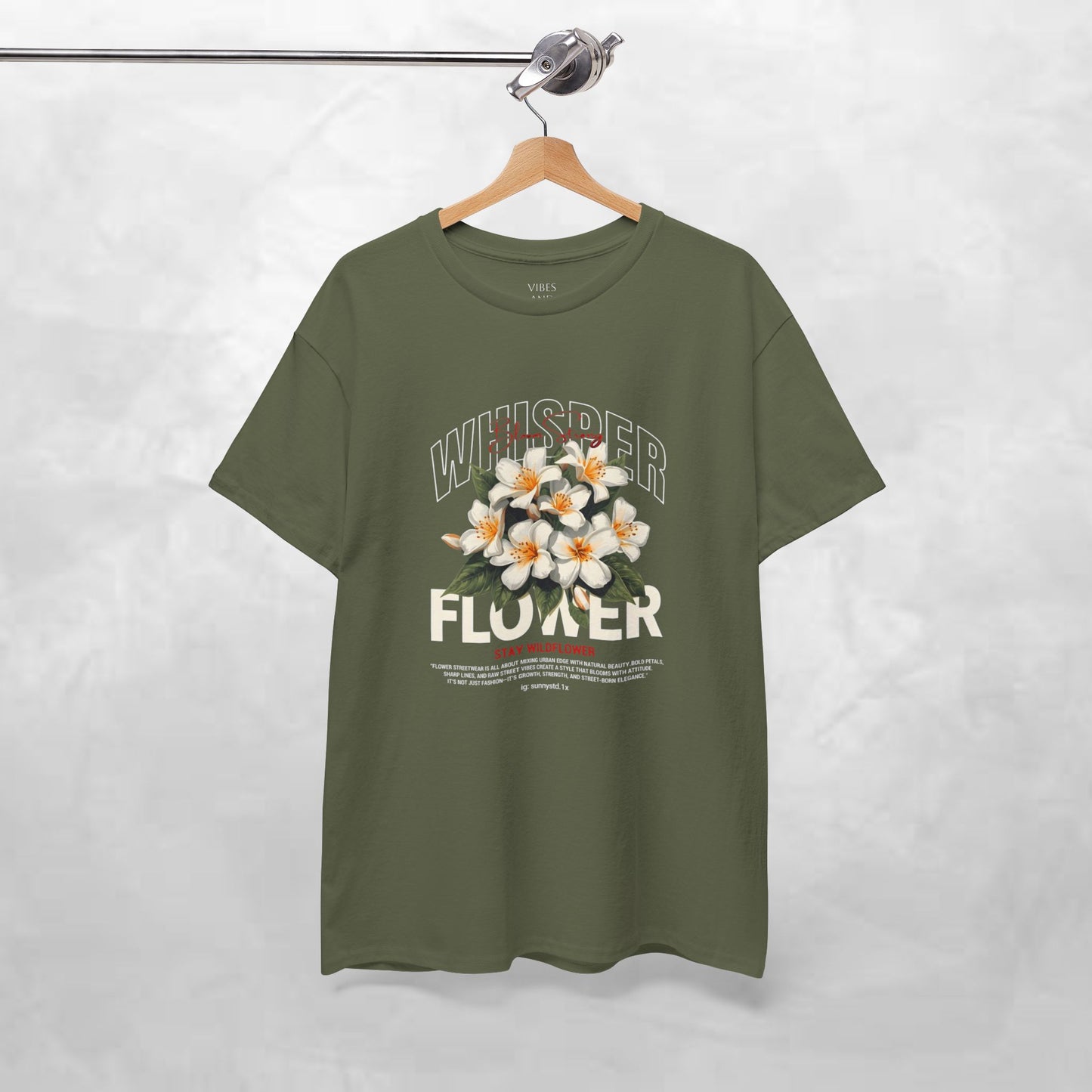 Floral "Whisper Flower" Graphic Tee — Vintage Plumeria Blossom Shirt