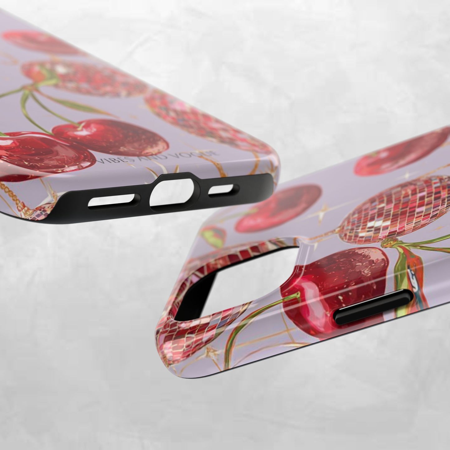 Disco Cherry Tough Phone Case — Retro Sparkle iPhone Protection