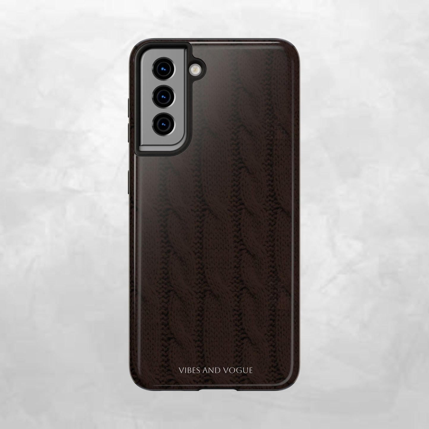 Cable Knit Chocolate Tough Phone Case — Vibes and Vogue Protective Cover