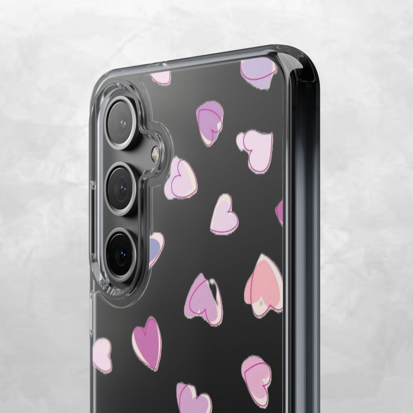 Heart Pattern Clear Case, Cute Phone Cover, Valentine's Day Gift, Trendy Phone Accessory, Love Theme Case