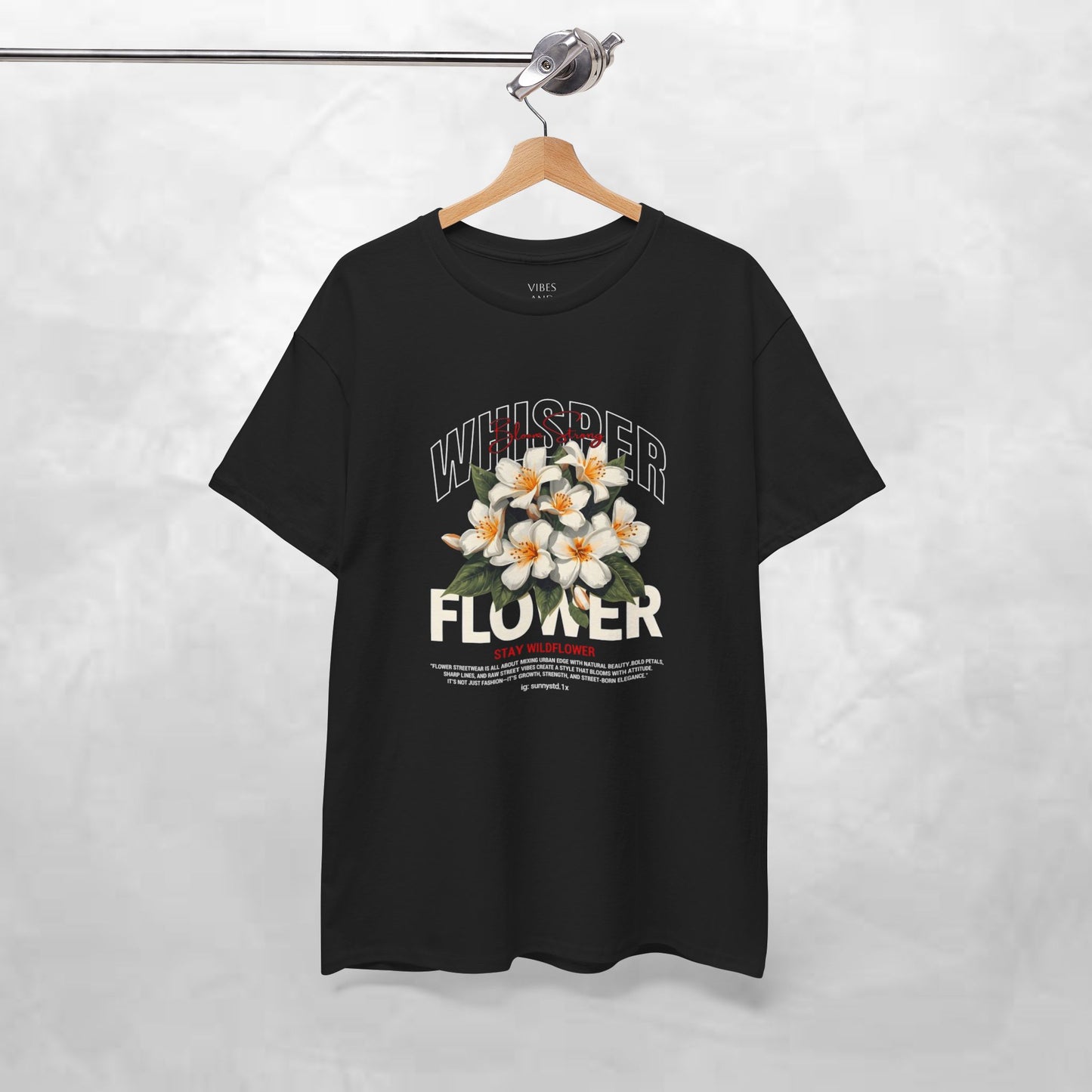 Floral "Whisper Flower" Graphic Tee — Vintage Plumeria Blossom Shirt