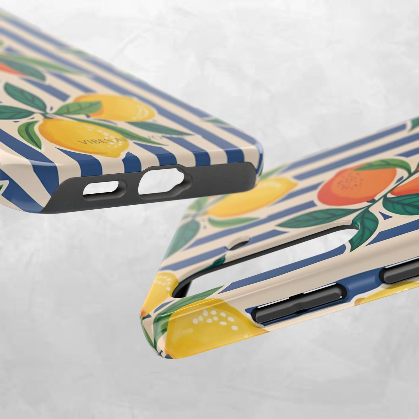 Lemon & Orange Stripe Tough Phone Case — Vibrant Citrus Pattern Protective Cover