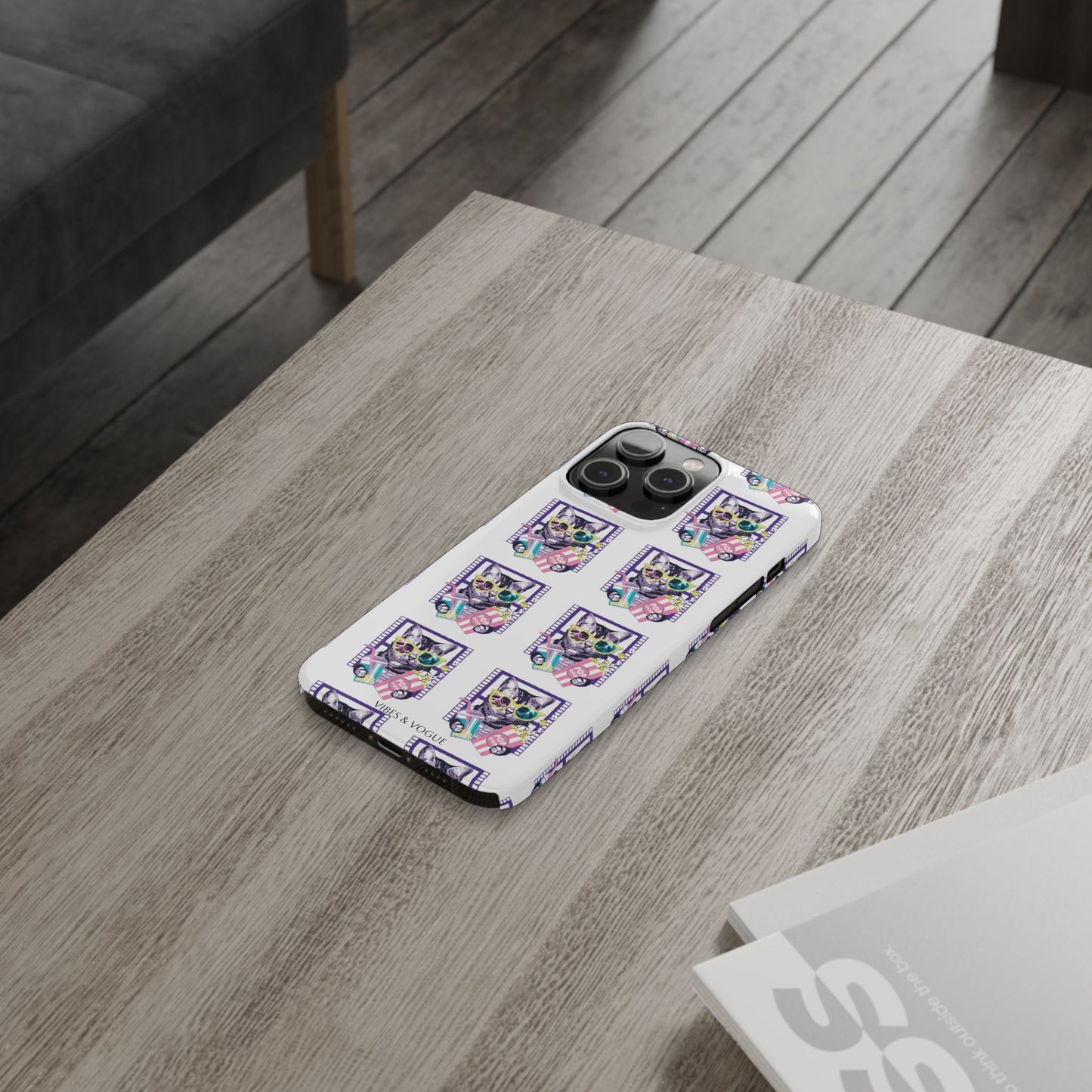 Cat Lover's Slim Phone Cases, Cute Cat Phone Covers, Pet-Themed Accessories, Gifts for Cat Lovers, Vibrant Patterned Cases