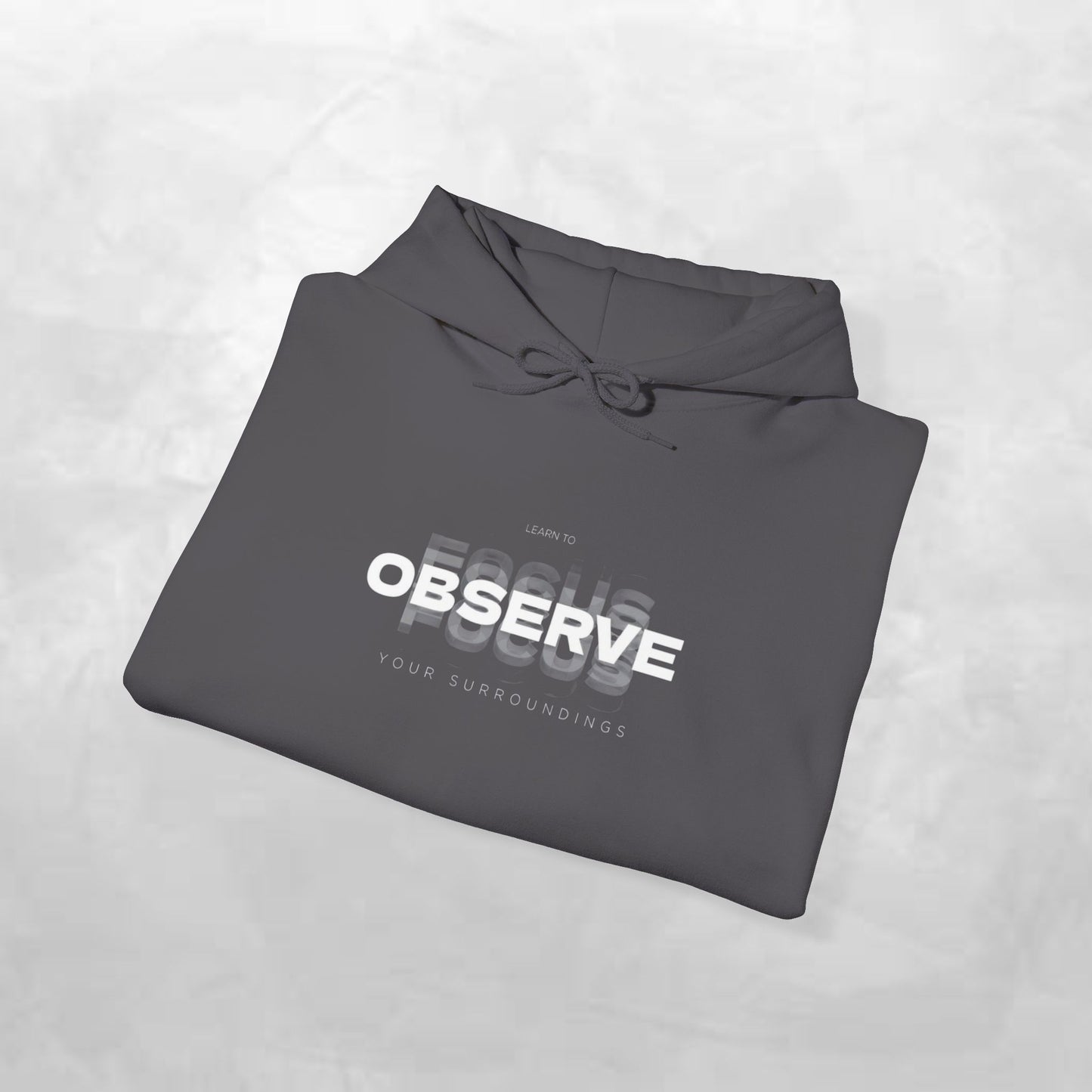 Observe Hoodie — Minimalist Glitch Text Black Pullover