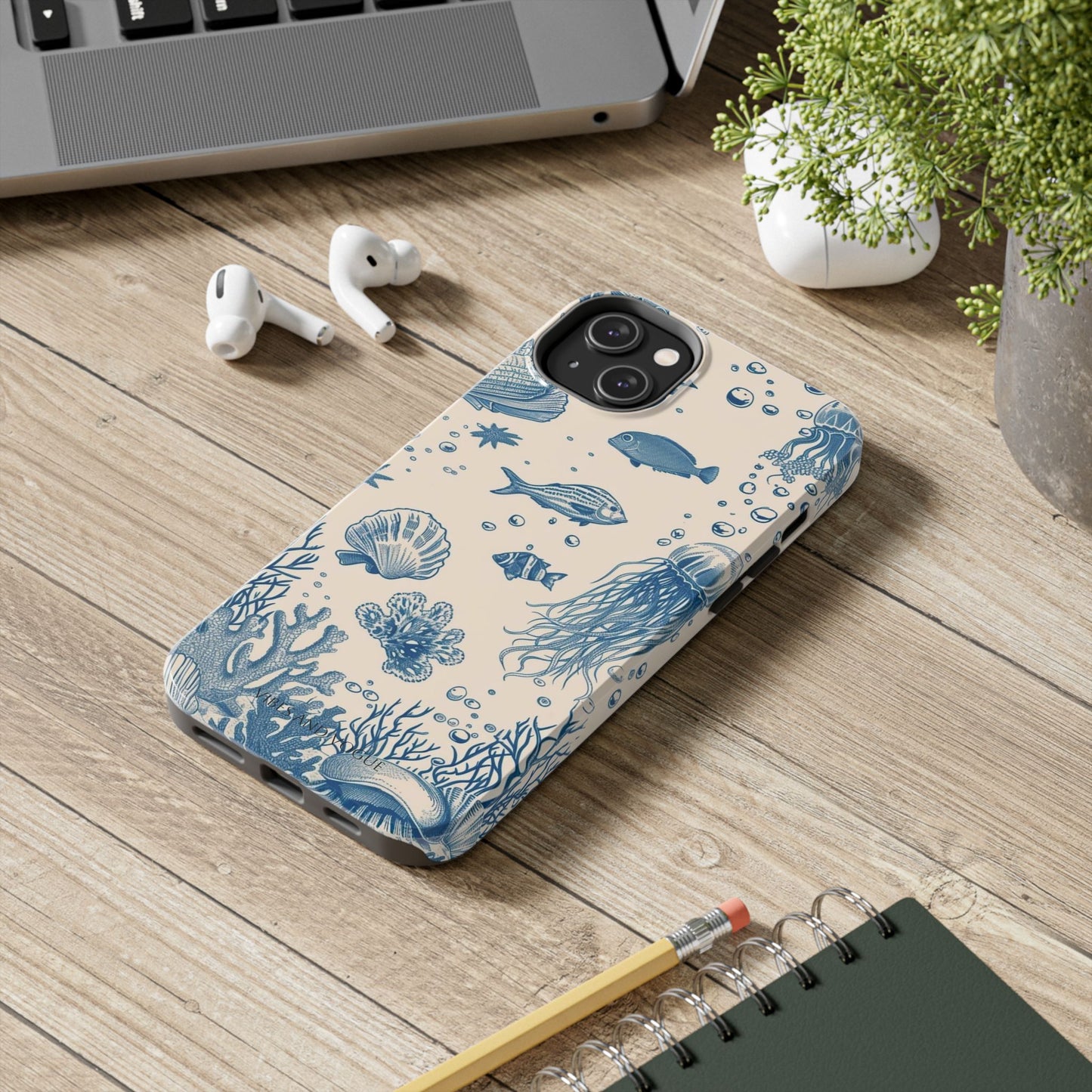 Ocean Blue Marine Pattern Tough Phone Case