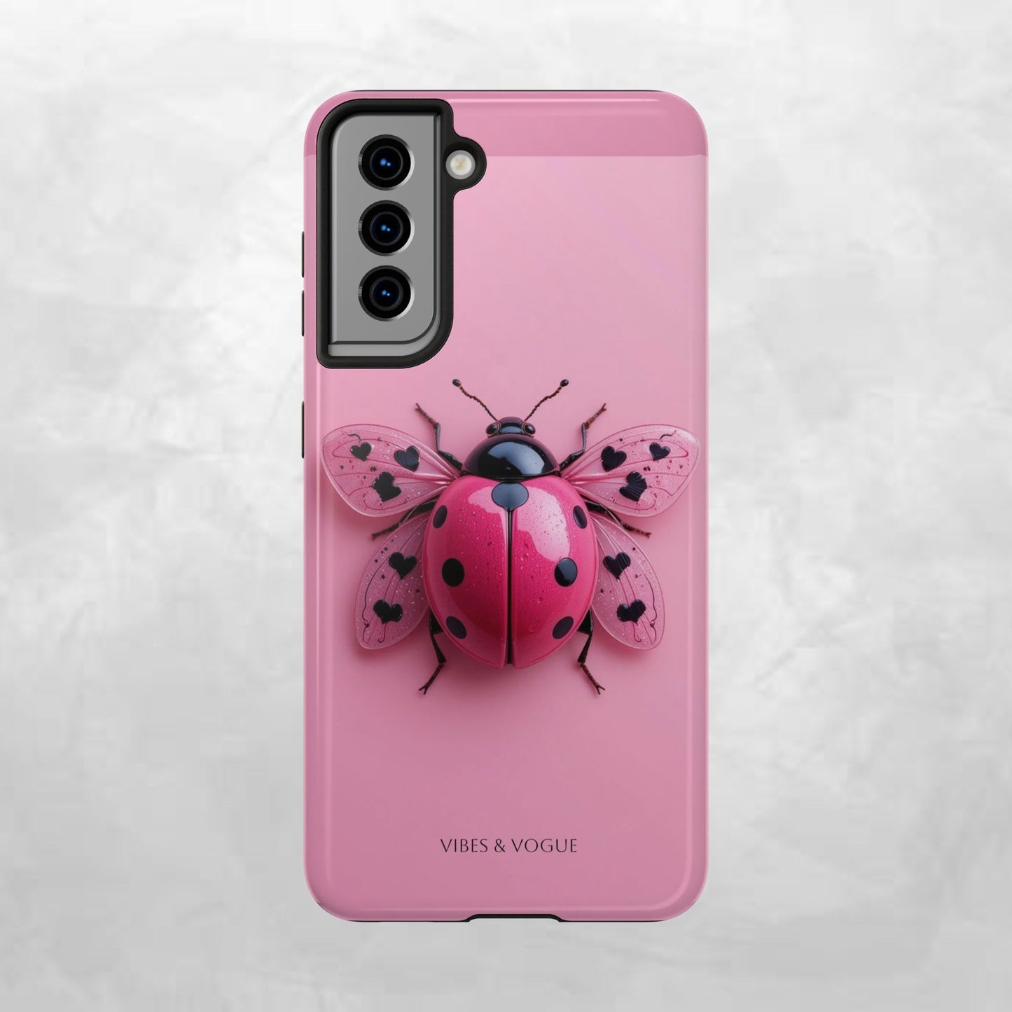 Pink Ladybug Tough Phone Case, Cute Phone Cover, Bug Lover Gift, Durable Smartphone Shell, Protective Tech Accessory