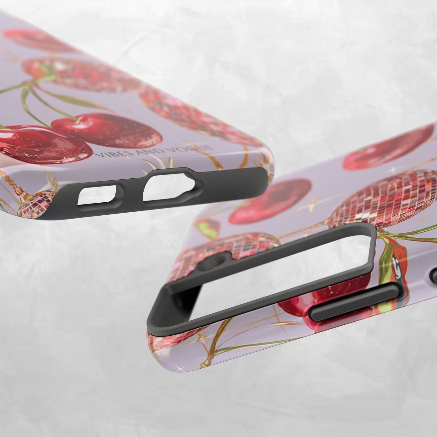 Disco Cherry Tough Phone Case — Retro Sparkle iPhone Protection