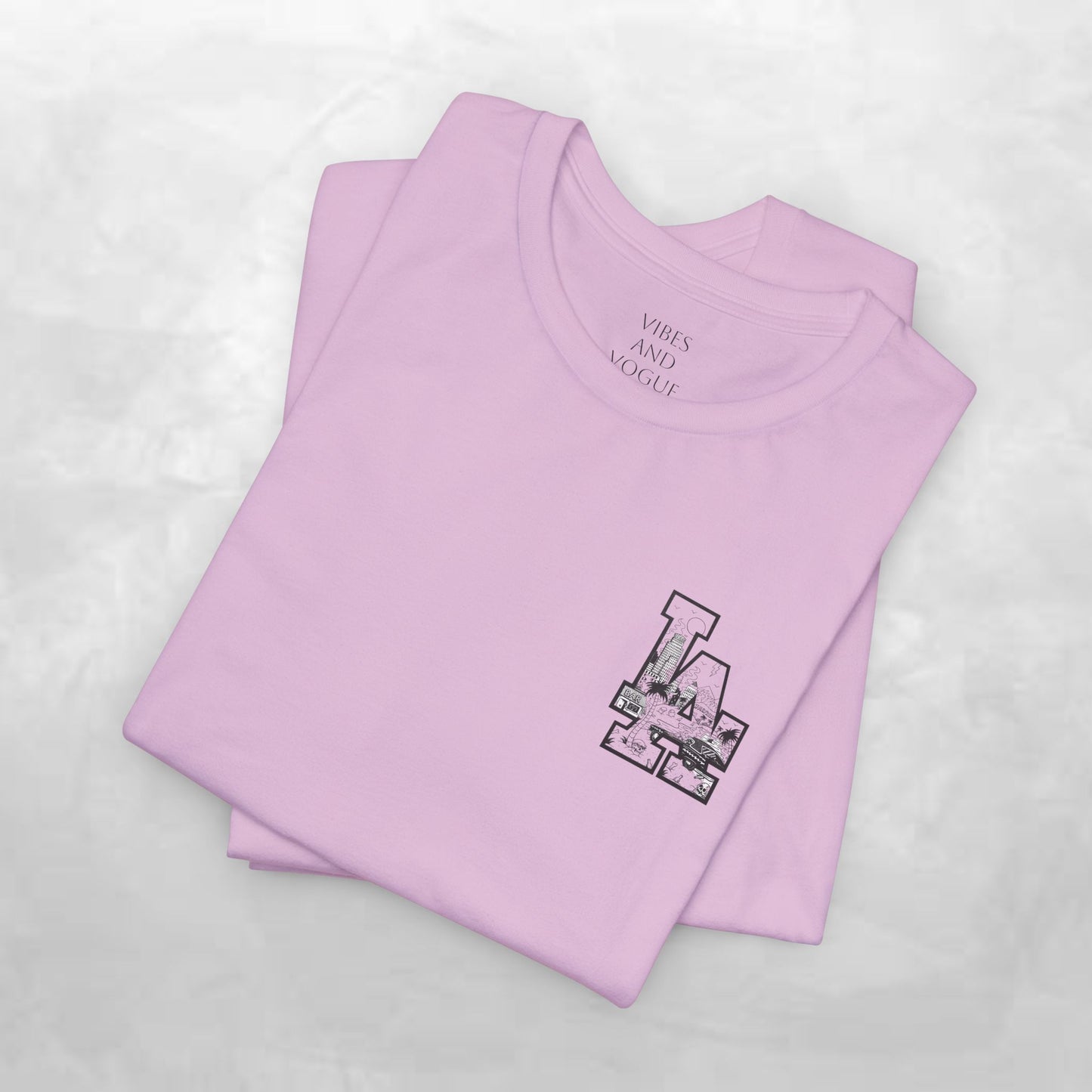 Minimalist Cityscape Pocket Tee — Small Black Line Art Chest Print